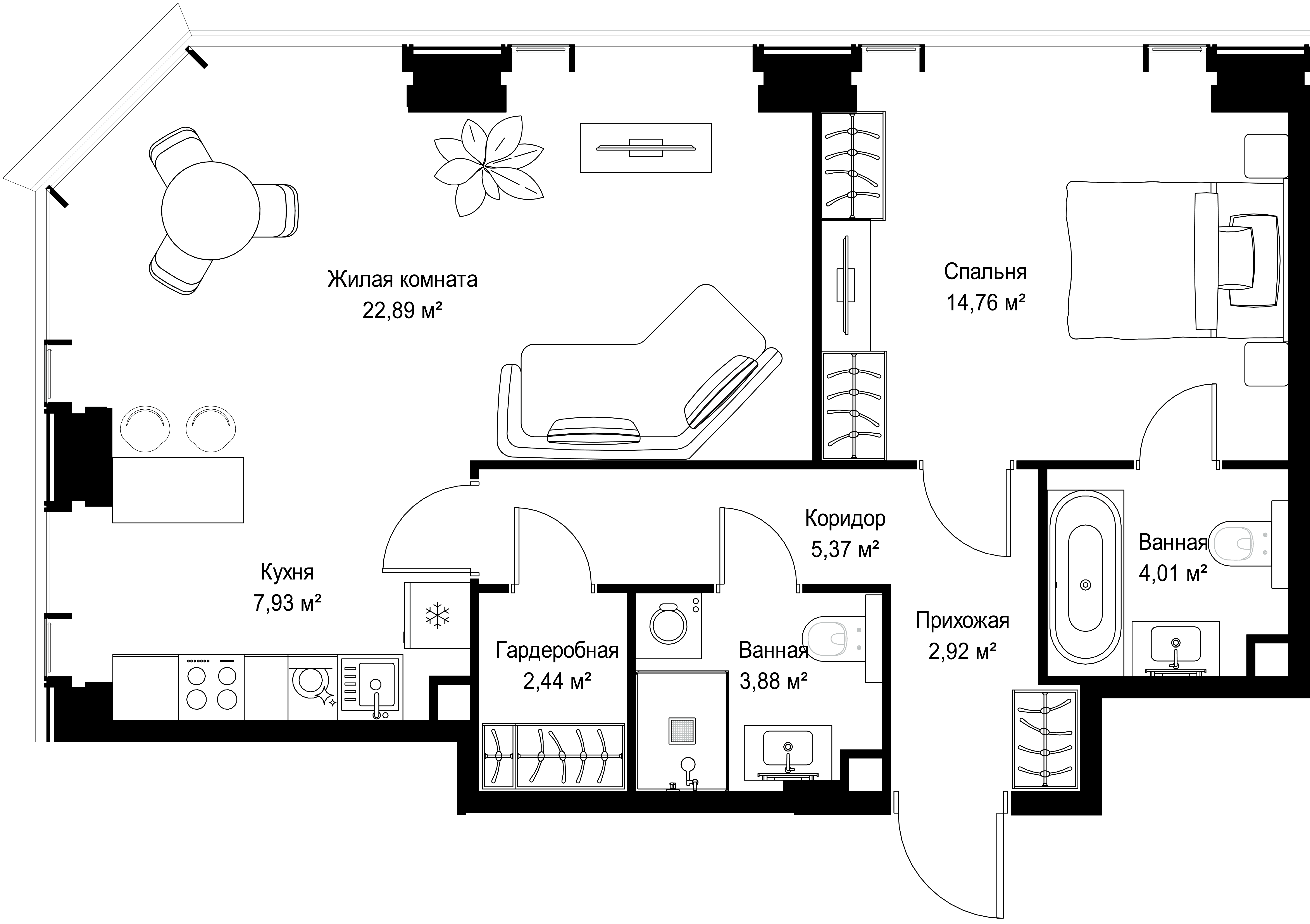 2-комнатная, 64,2 м² — 30 204 495 ₽