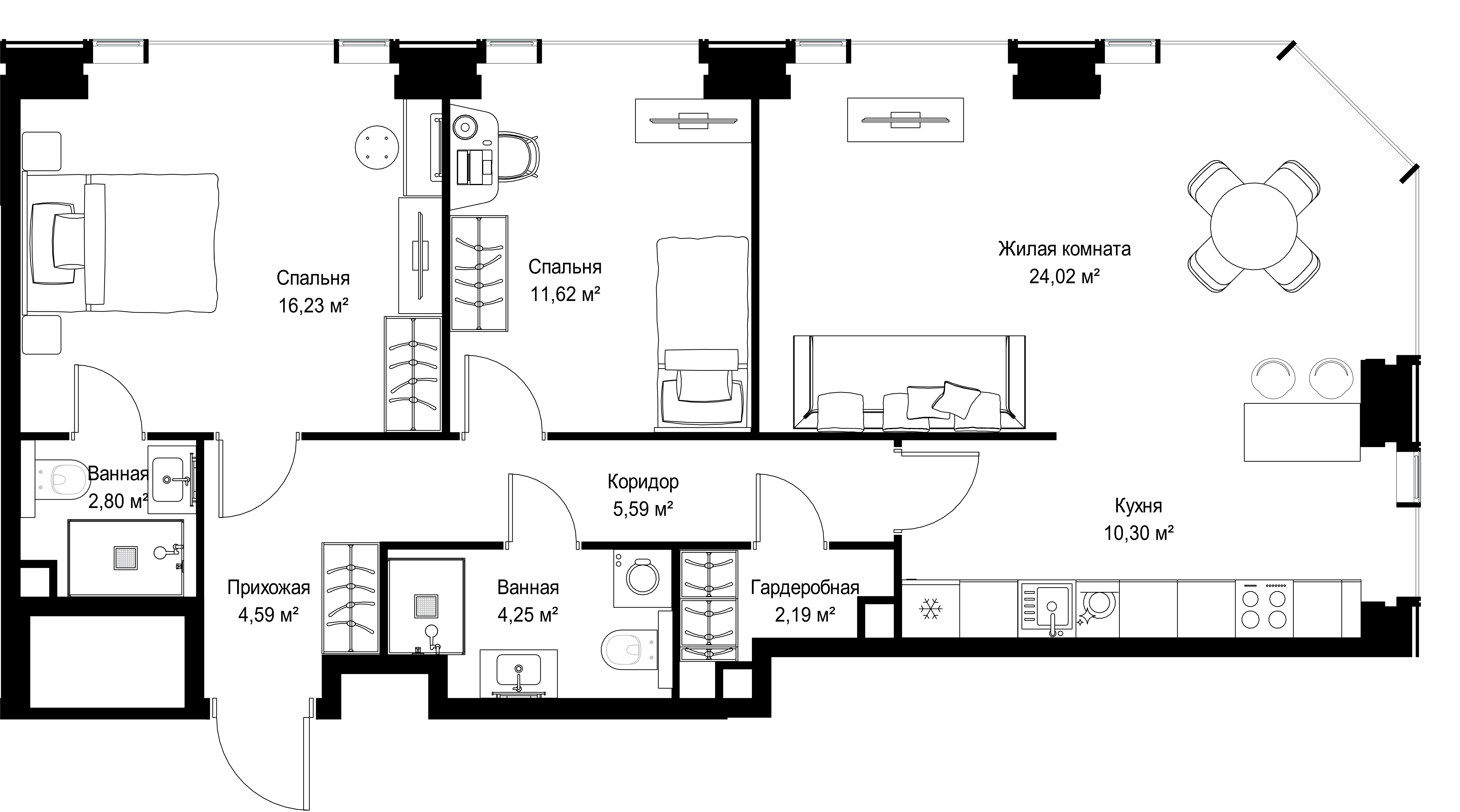 3-комнатная, 81,59 м² — 37 081 023 ₽
