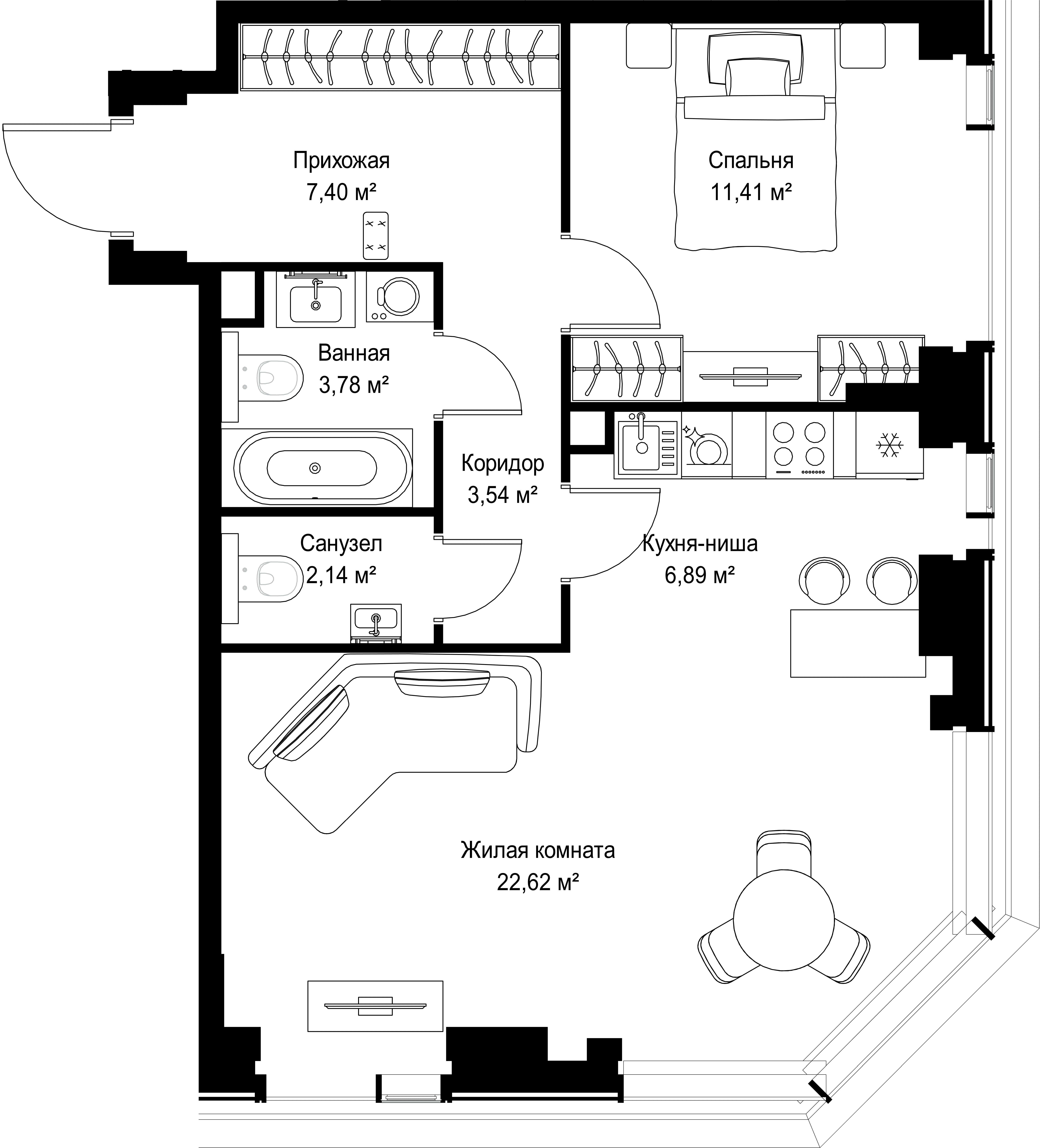 2-комнатная, 57,78 м² — 26 839 272 ₽
