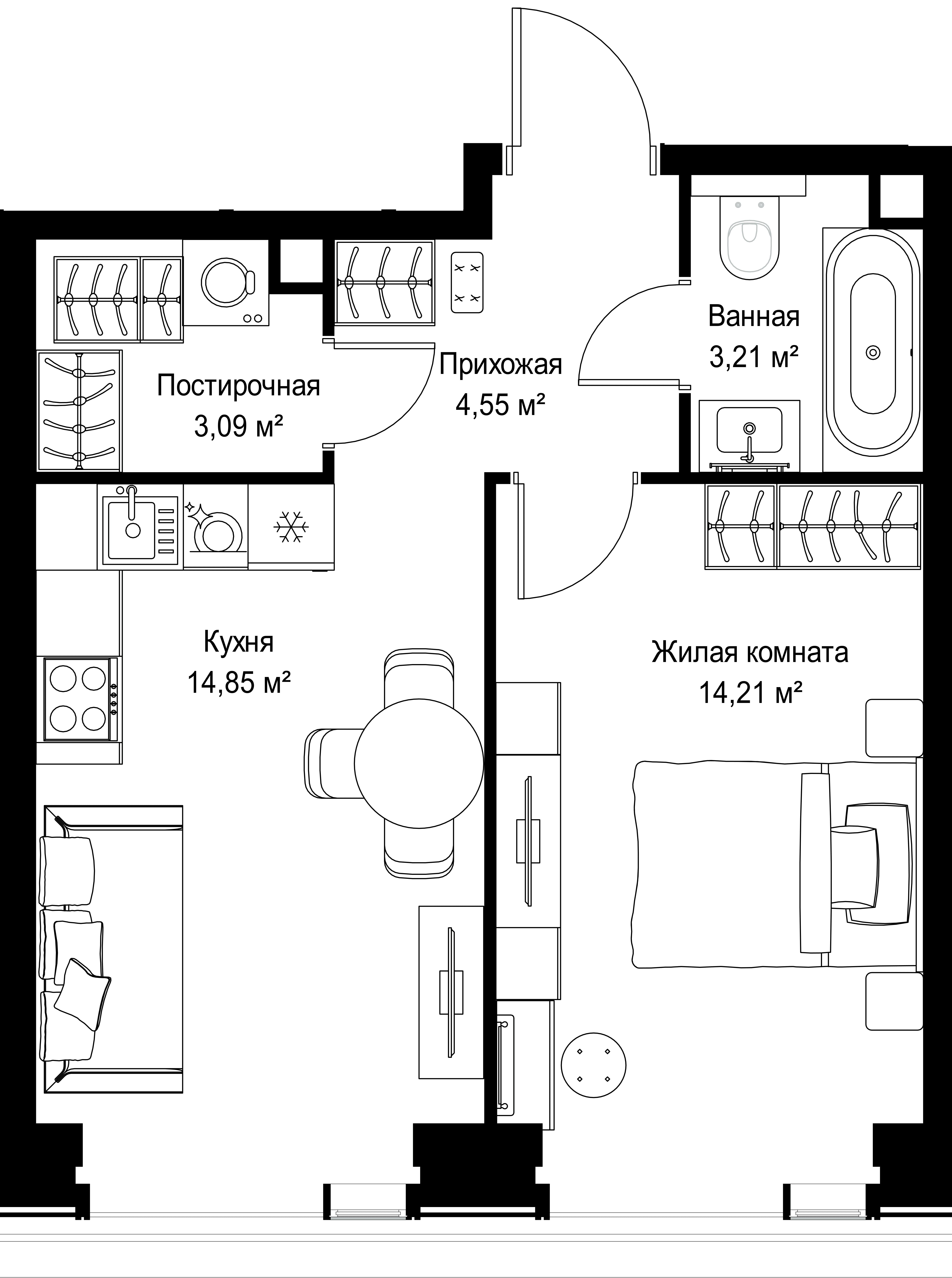 1-комнатная, 39,91 м² — 20 679 127 ₽