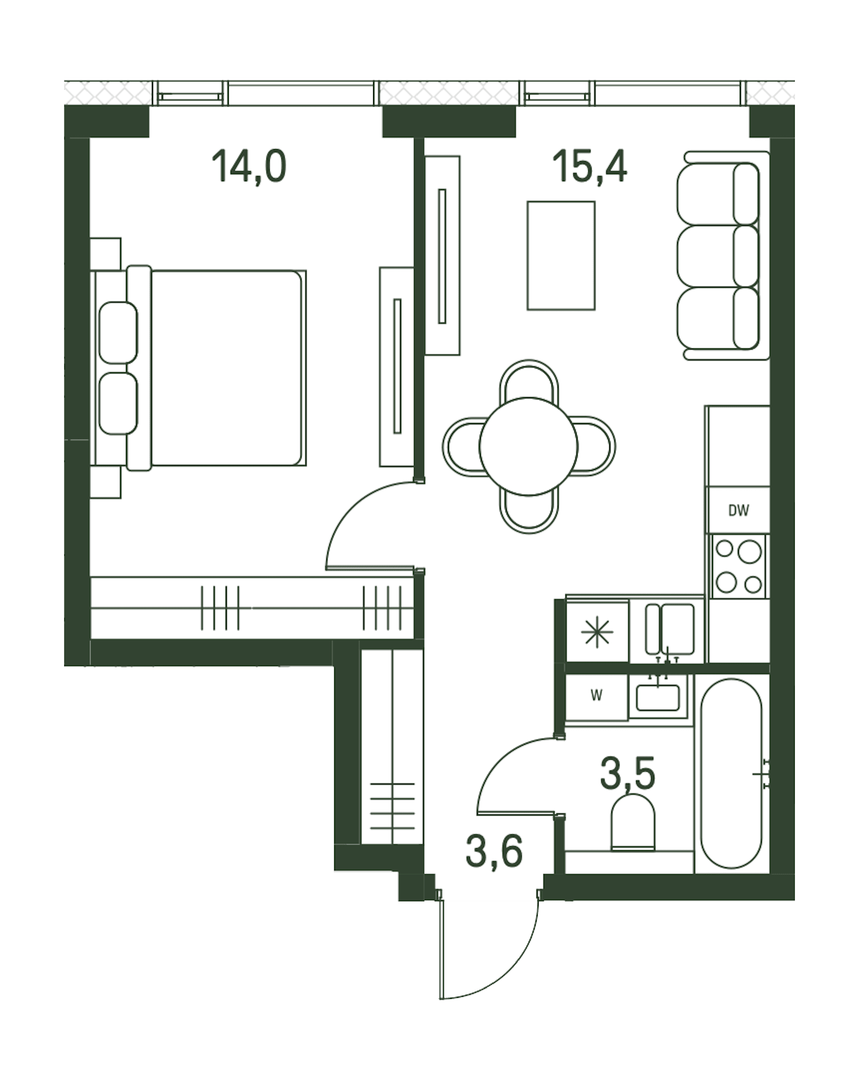 1-комнатная, 36,5 м² — 31 919 250 ₽