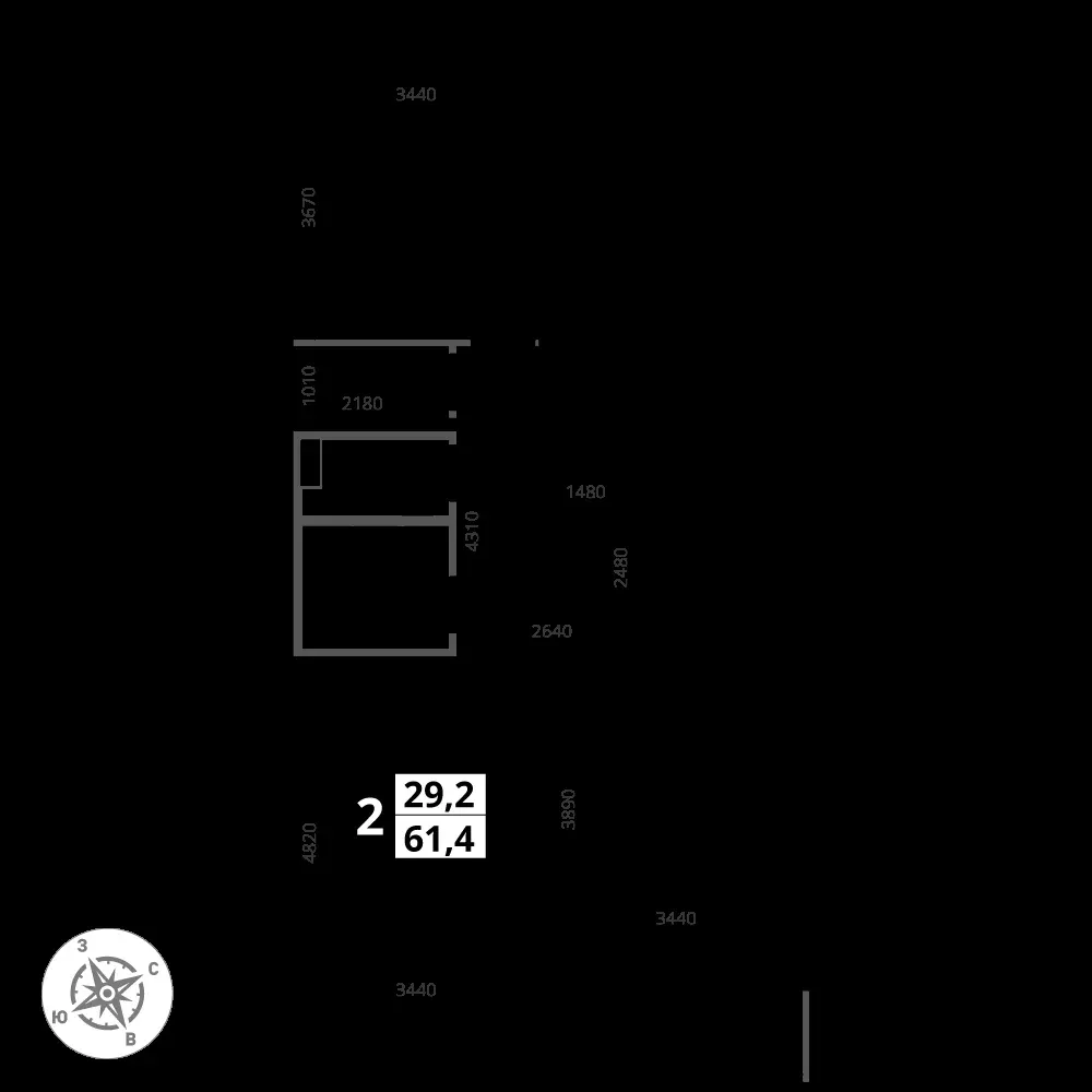 2-комнатная, 61,4 м² — 17 327 080 ₽