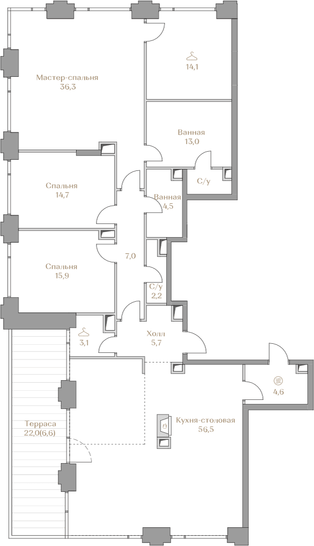 3-комнатная, 184,2 м² — 534 180 000 ₽