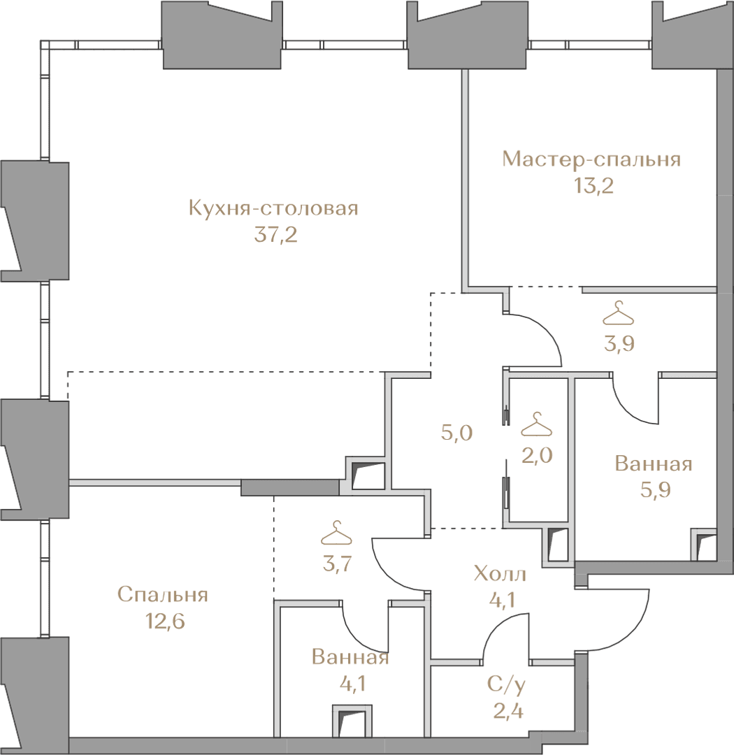 2-комнатная, 94,1 м² — 170 299 000 ₽
