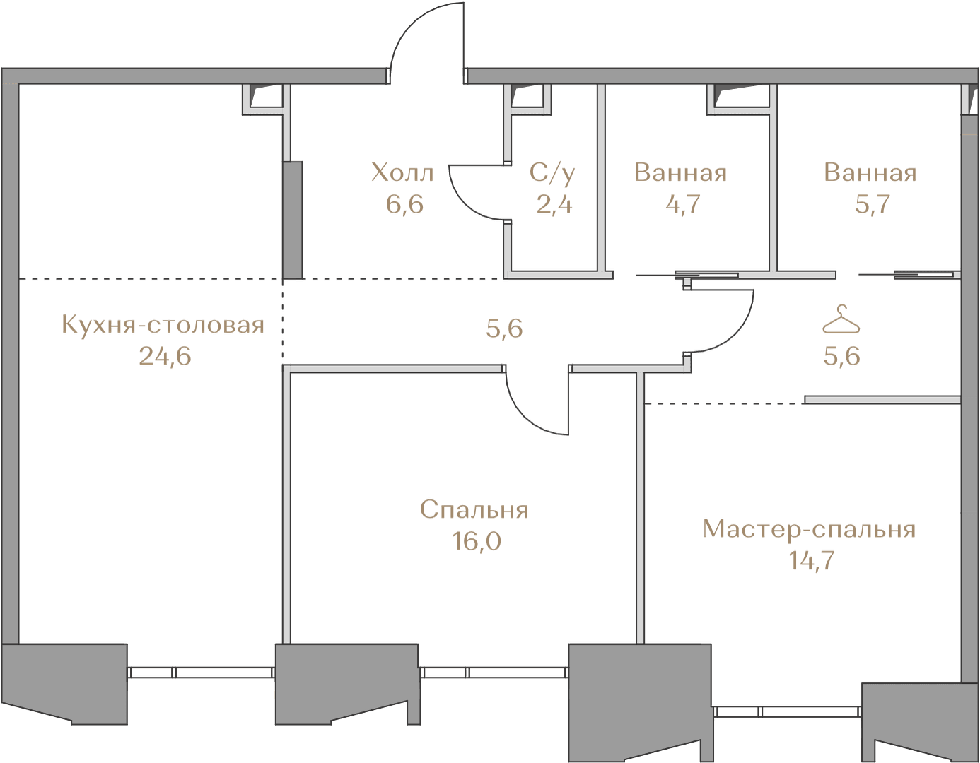 2-комнатная, 85,9 м² — 167 273 000 ₽