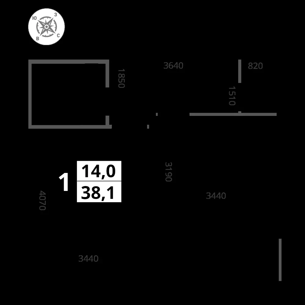 1-комнатная, 38,9 м² — 12 857 520 ₽