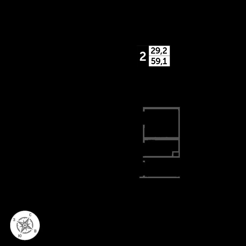 2-комнатная, 60,1 м² — 14 824 867 ₽