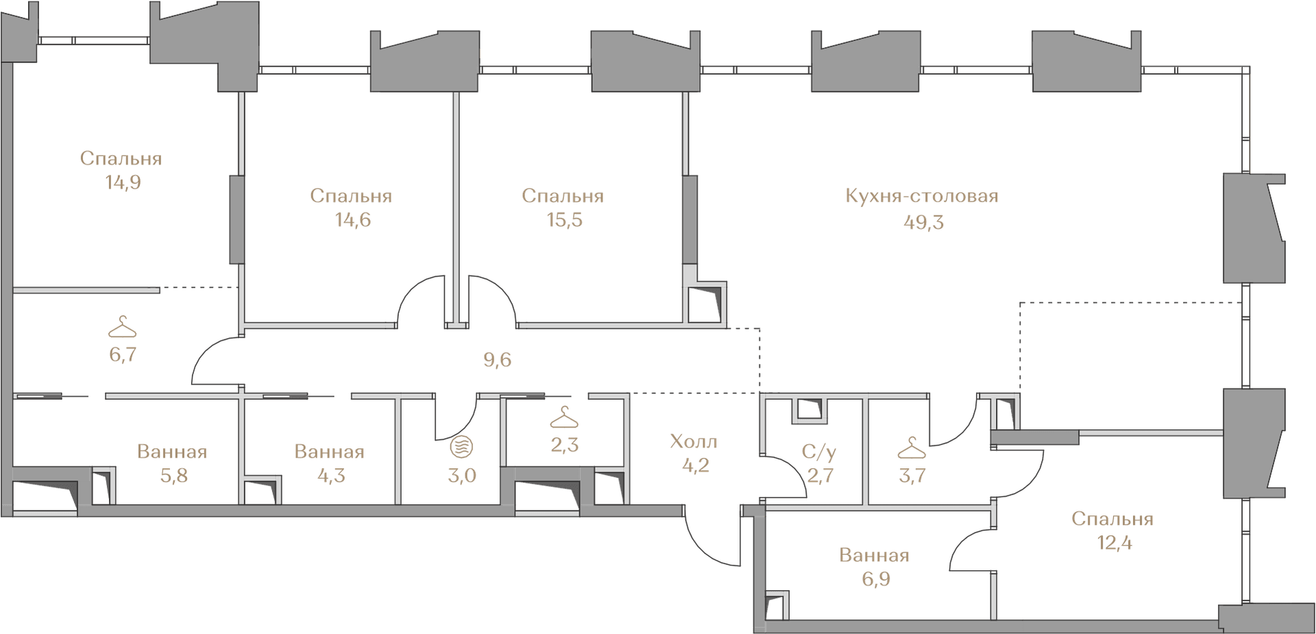 4-комнатная, 155,9 м² — 253 927 000 ₽