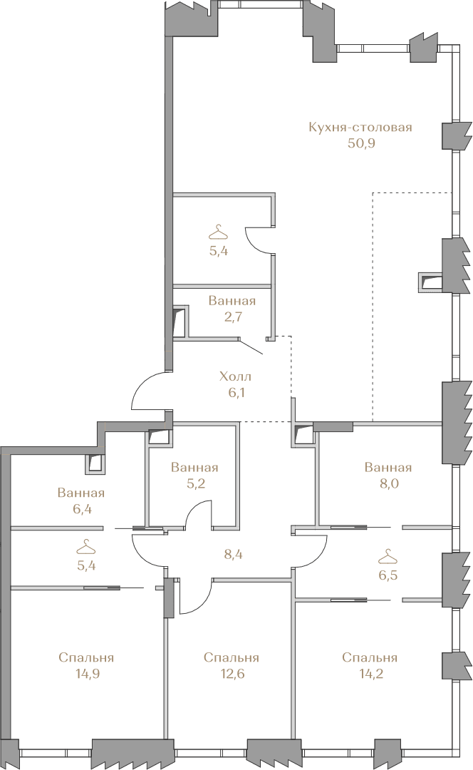 3-комнатная, 146,7 м² — 266 355 000 ₽