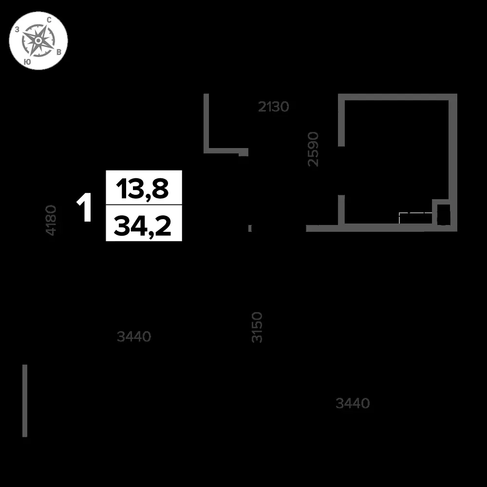 1-комнатная, 34,2 м² — 10 877 994 ₽