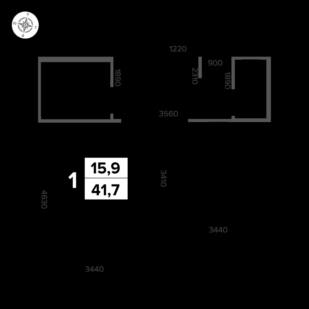 1-комнатная, 42,9 м² — 13 116 461 ₽