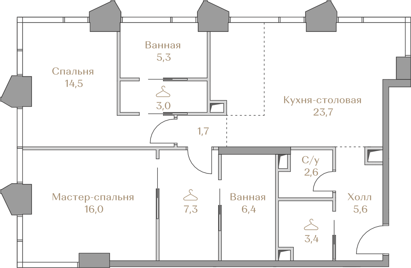 2-комнатная, 89,5 м² — 159 729 000 ₽