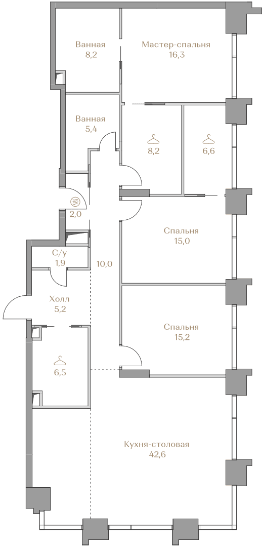 3-комнатная, 143,1 м² — 384 776 000 ₽