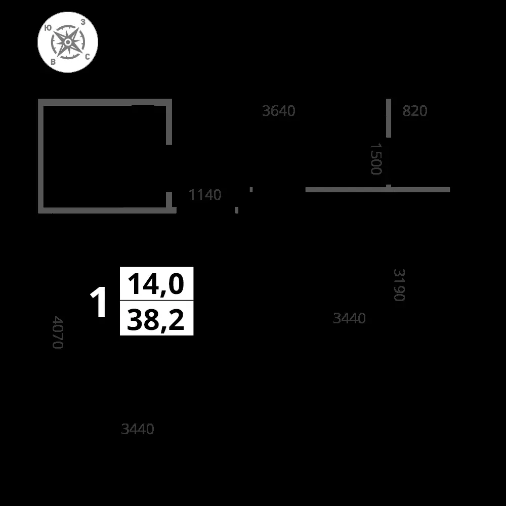 1-комнатная, 38,4 м² — 12 714 605 ₽