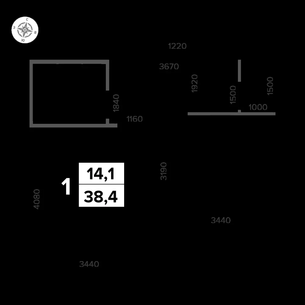 1-комнатная, 38,7 м² — 11 664 567 ₽