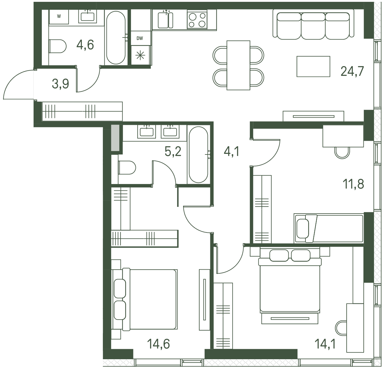 3-комнатная, 83 м² — 56 091 400 ₽