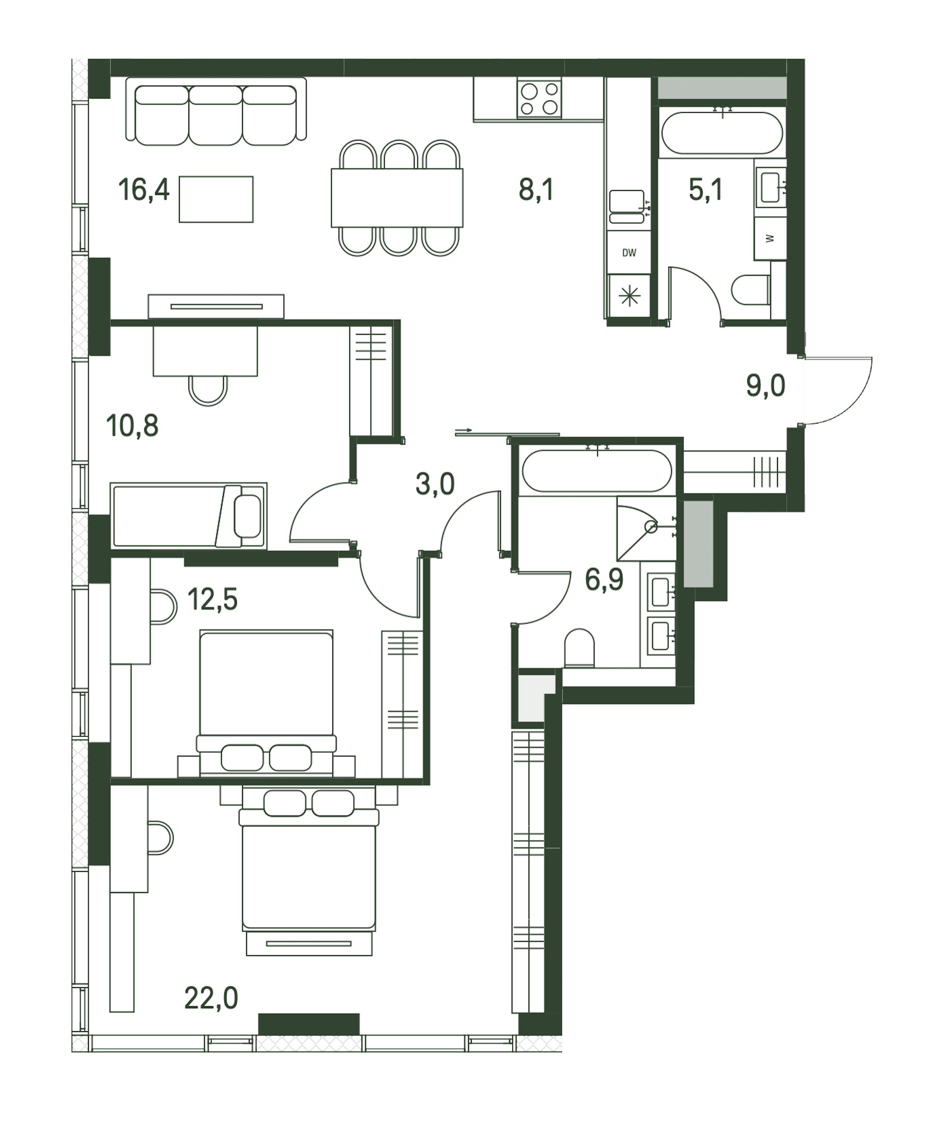 4-комнатная, 93,8 м² — 59 956 960 ₽