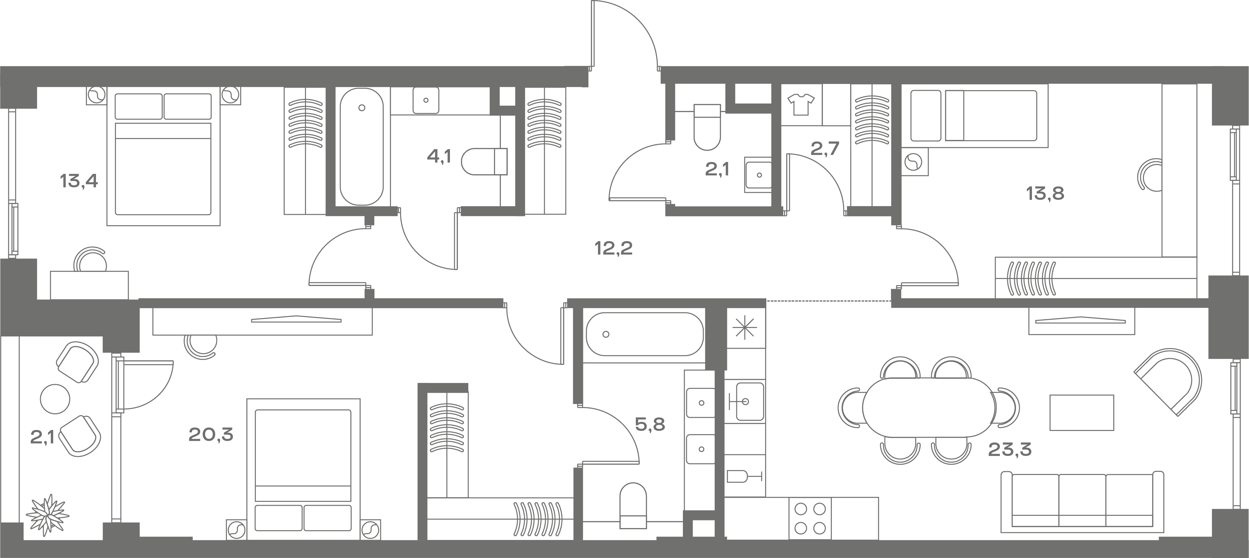 3-комнатная, 104,1 м² — 77 492 040 ₽