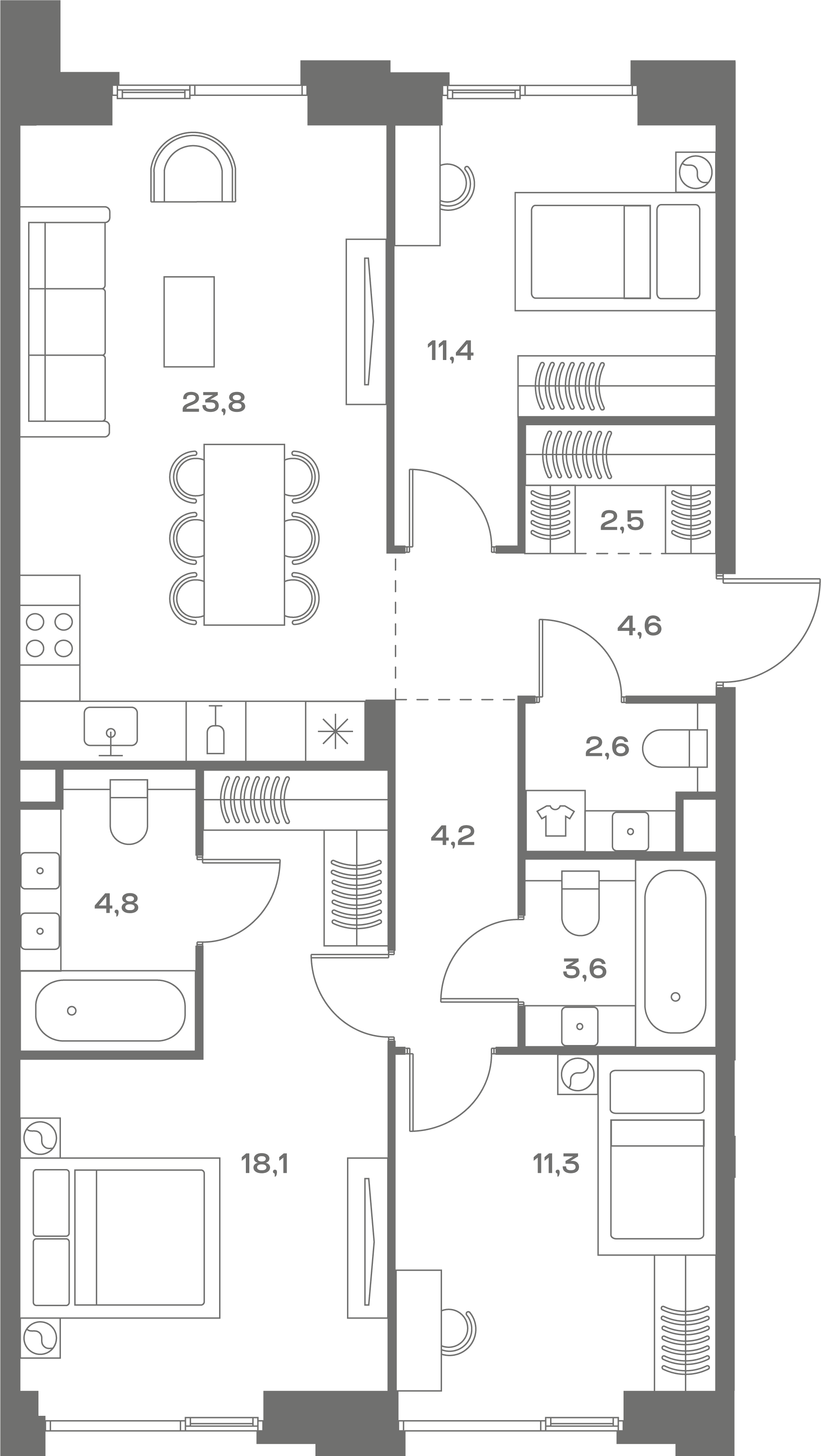 3-комнатная, 86,9 м² — 60 213 010 ₽