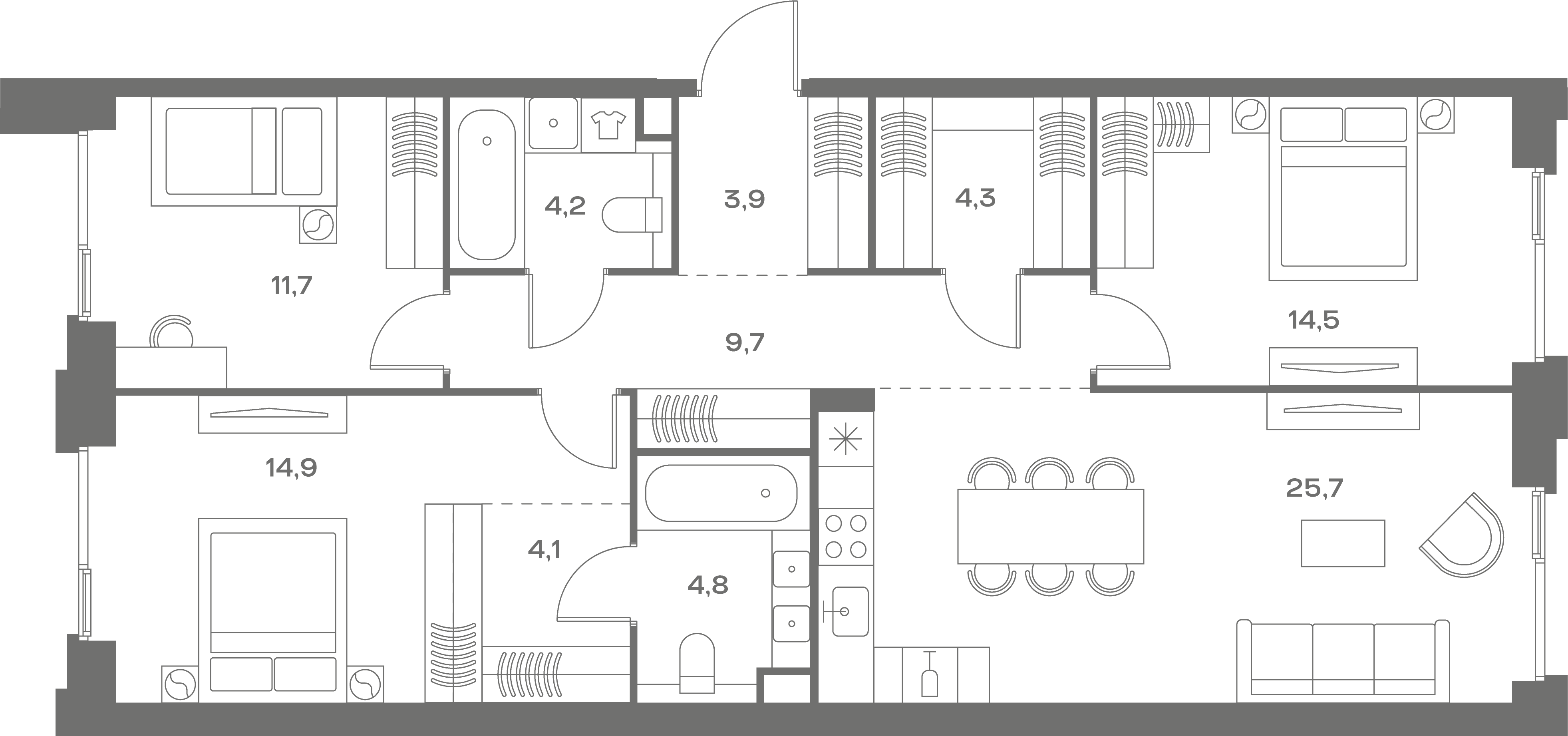 3-комнатная, 97,8 м² — 56 939 160 ₽