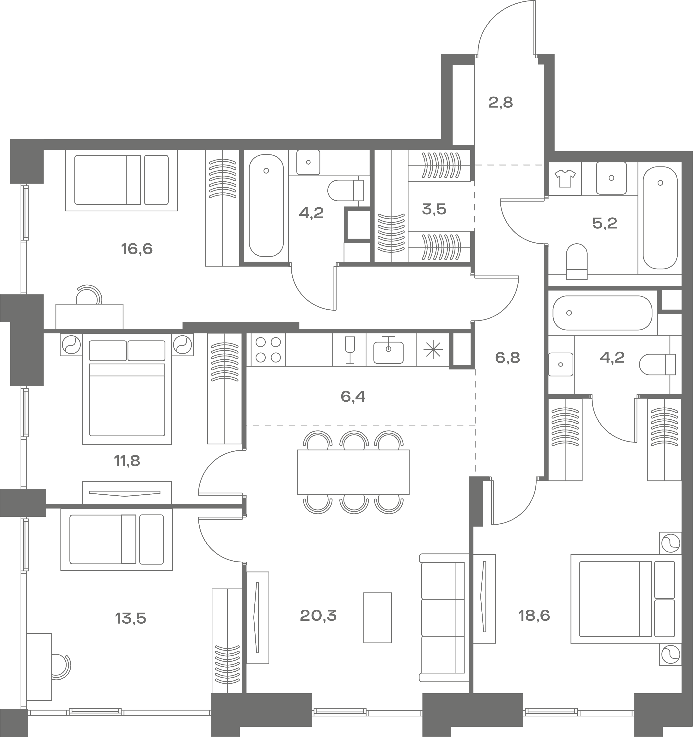 4-комнатная, 113,9 м² — 89 719 030 ₽