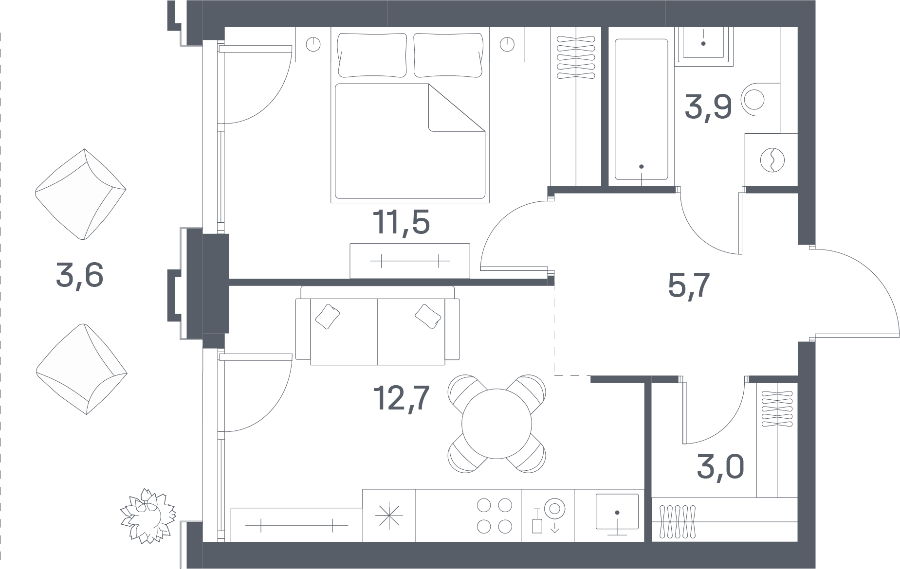 1-комнатная, 40,4 м² — 32 077 600 ₽