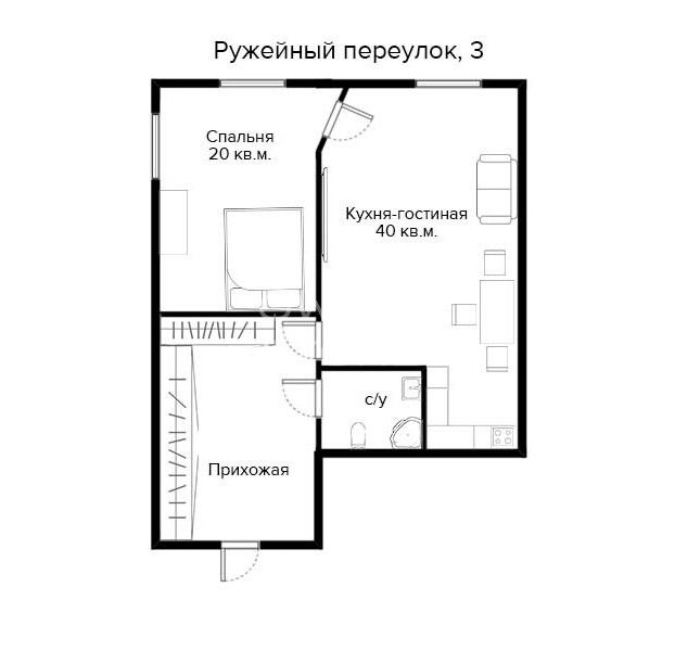 2-комнатная, 62 м² — 170 000 ₽