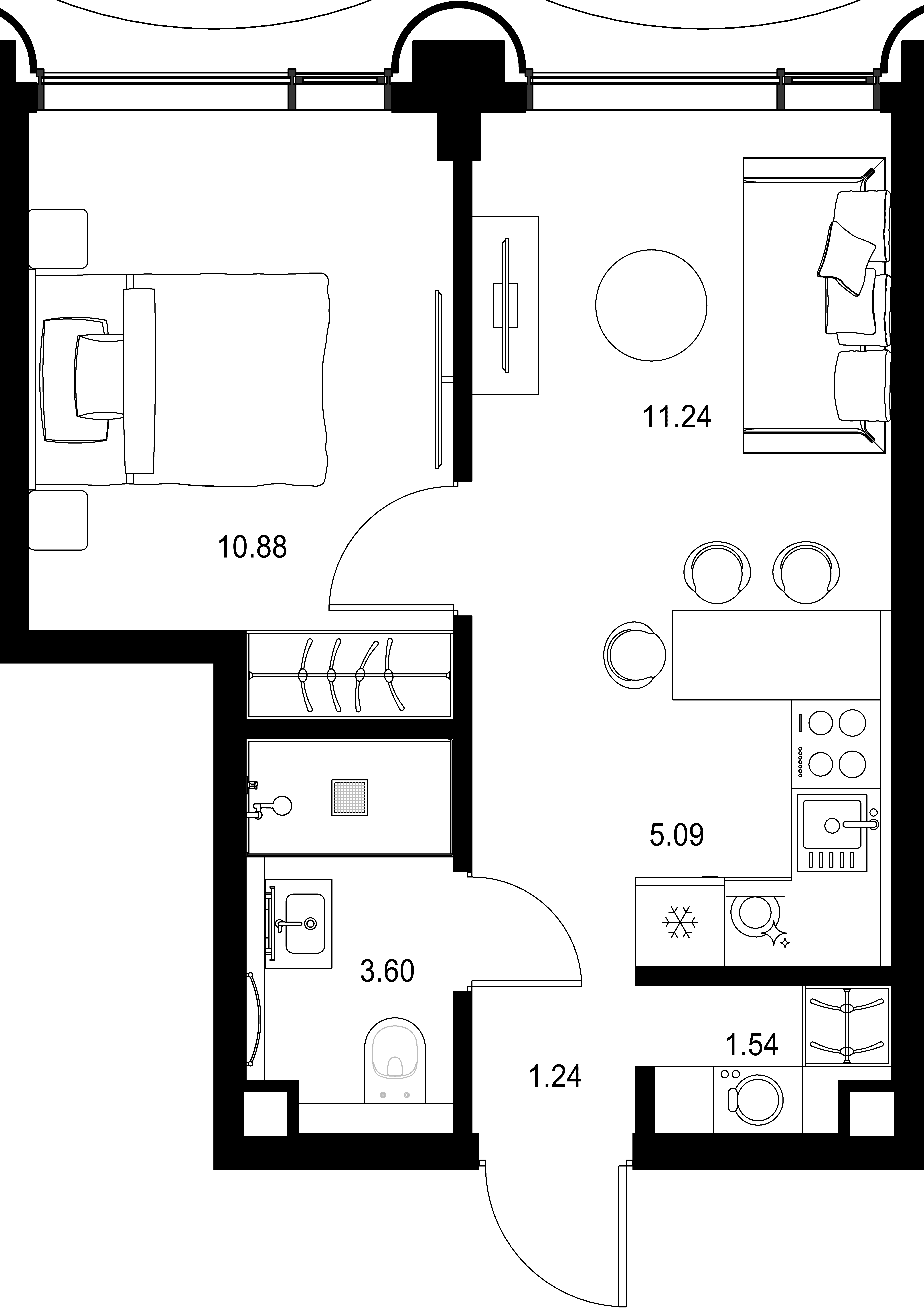 1-комнатная, 33,59 м² — 25 566 155 ₽