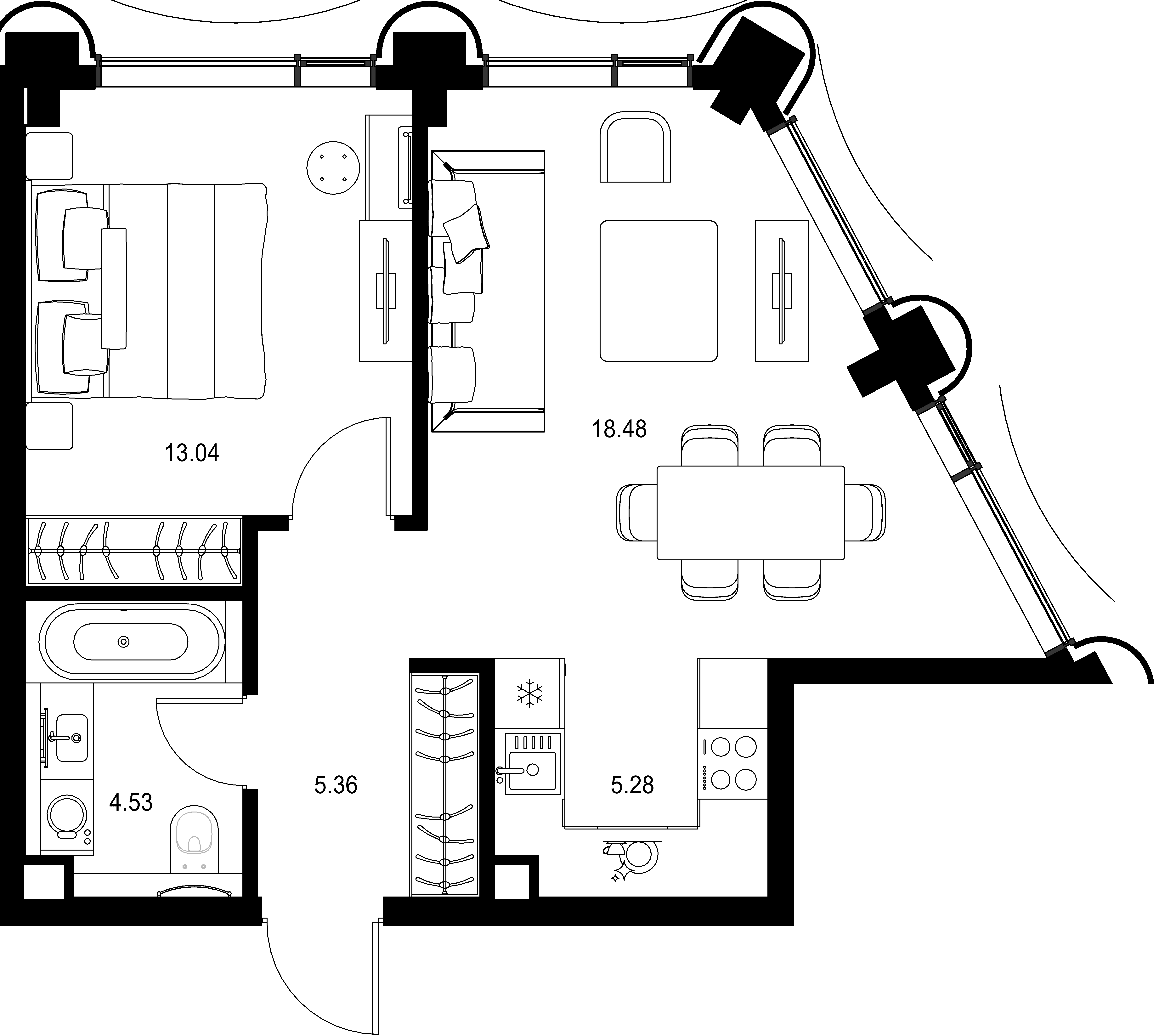 1-комнатная, 46,69 м² — 36 118 963 ₽