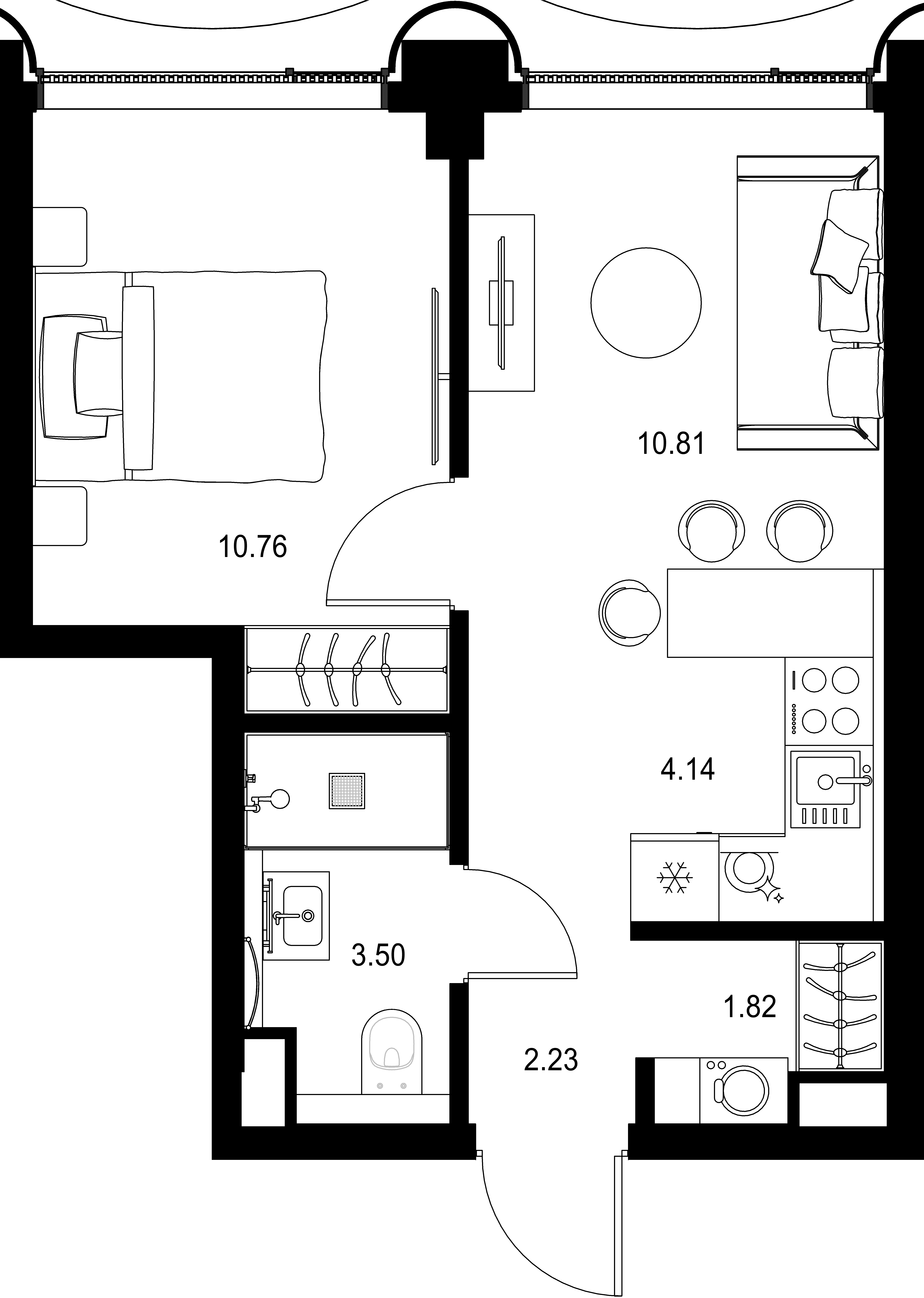 1-комнатная, 33,26 м² — 25 100 091 ₽