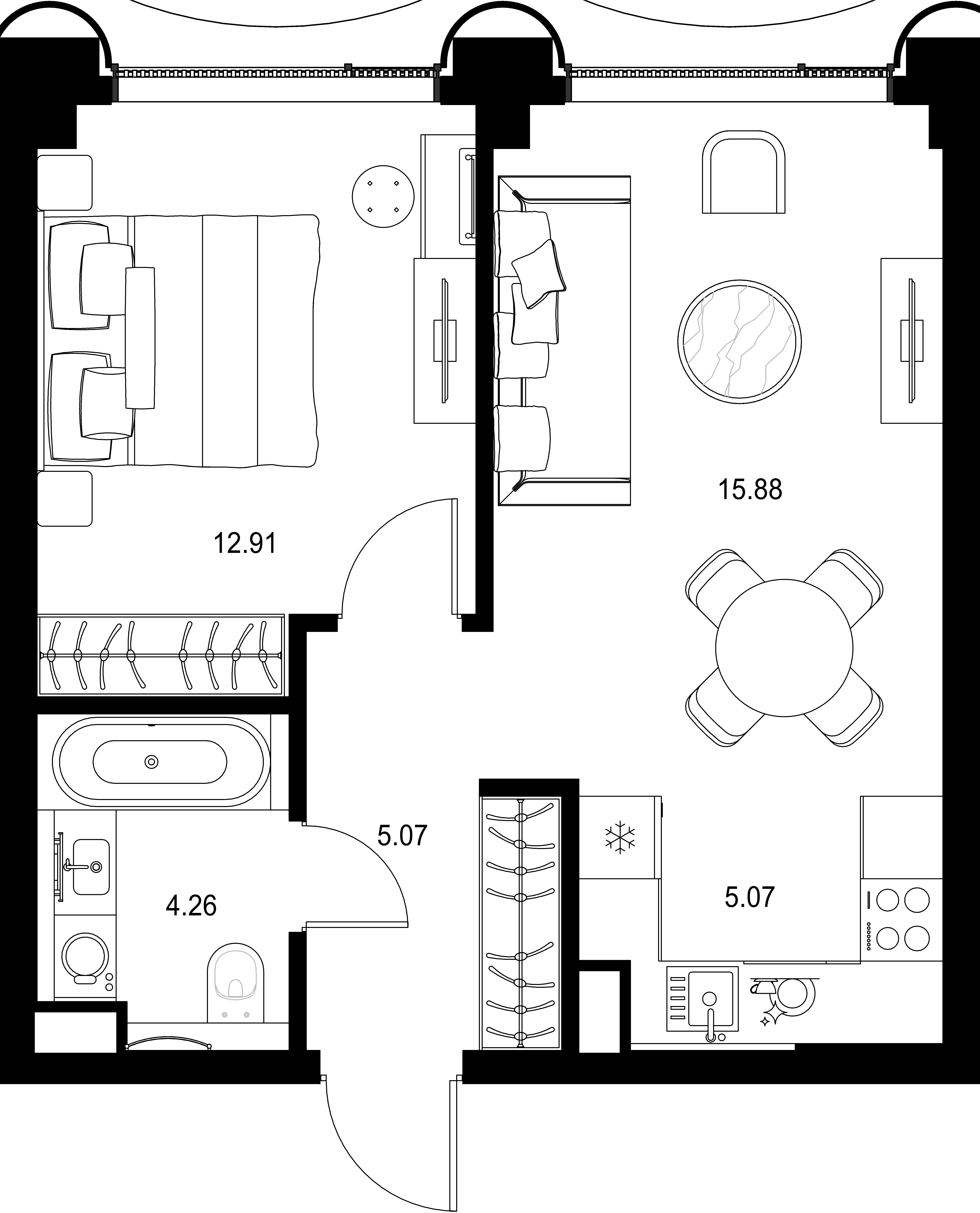 1-комнатная, 43,19 м² — 29 697 271 ₽