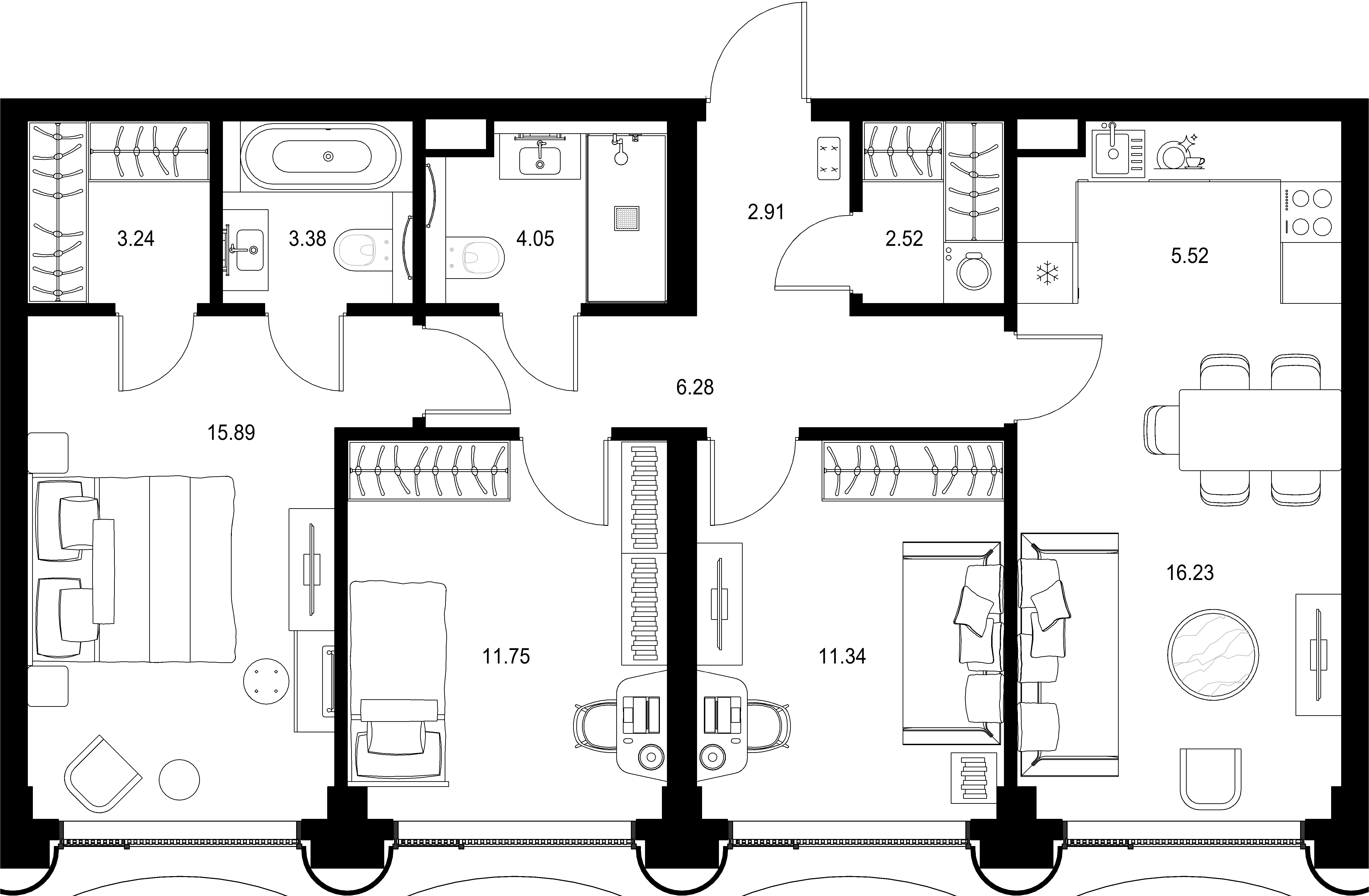 3-комнатная, 83,11 м² — 53 084 767 ₽