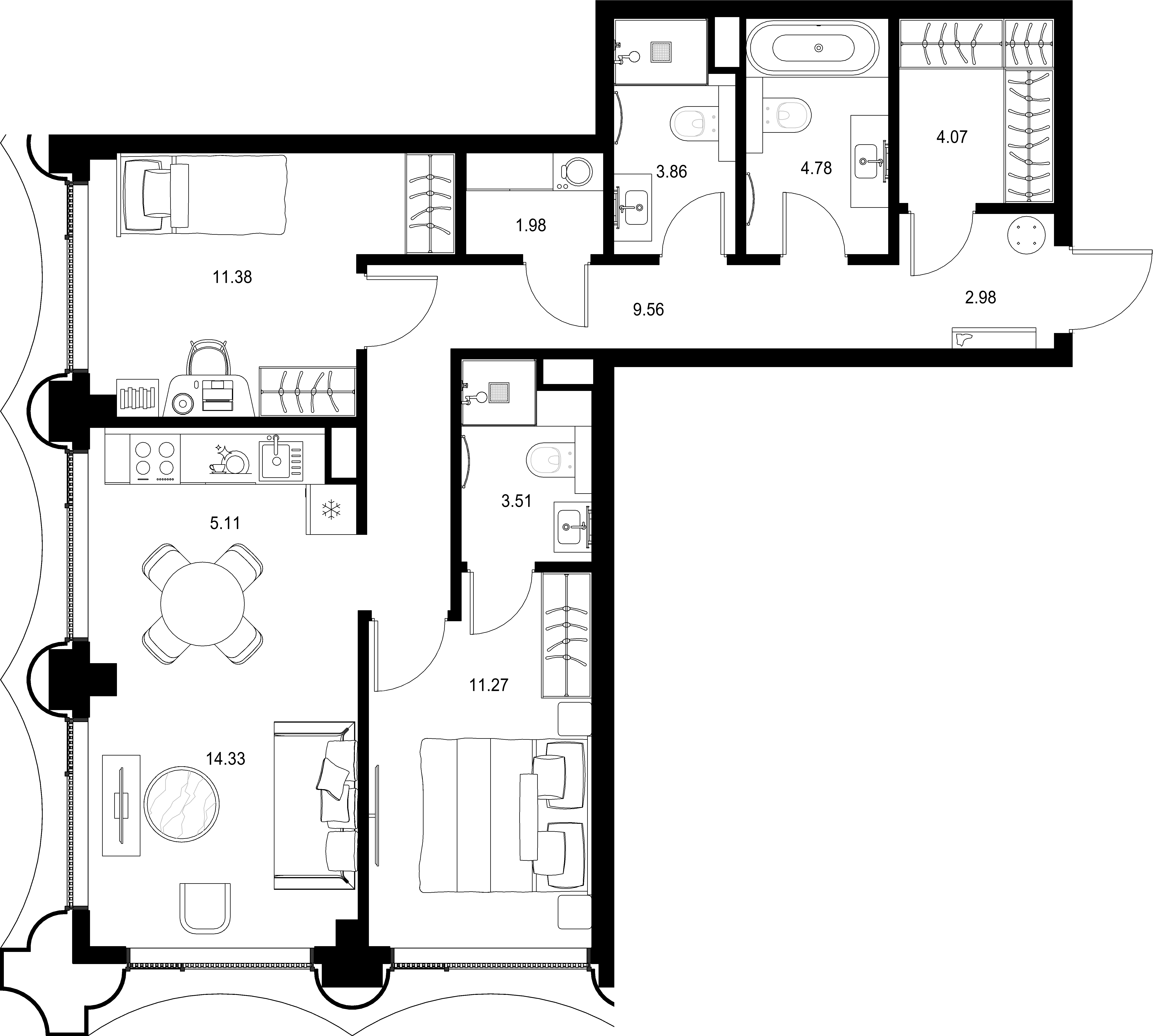 2-комнатная, 72,83 м² — 46 624 673 ₽