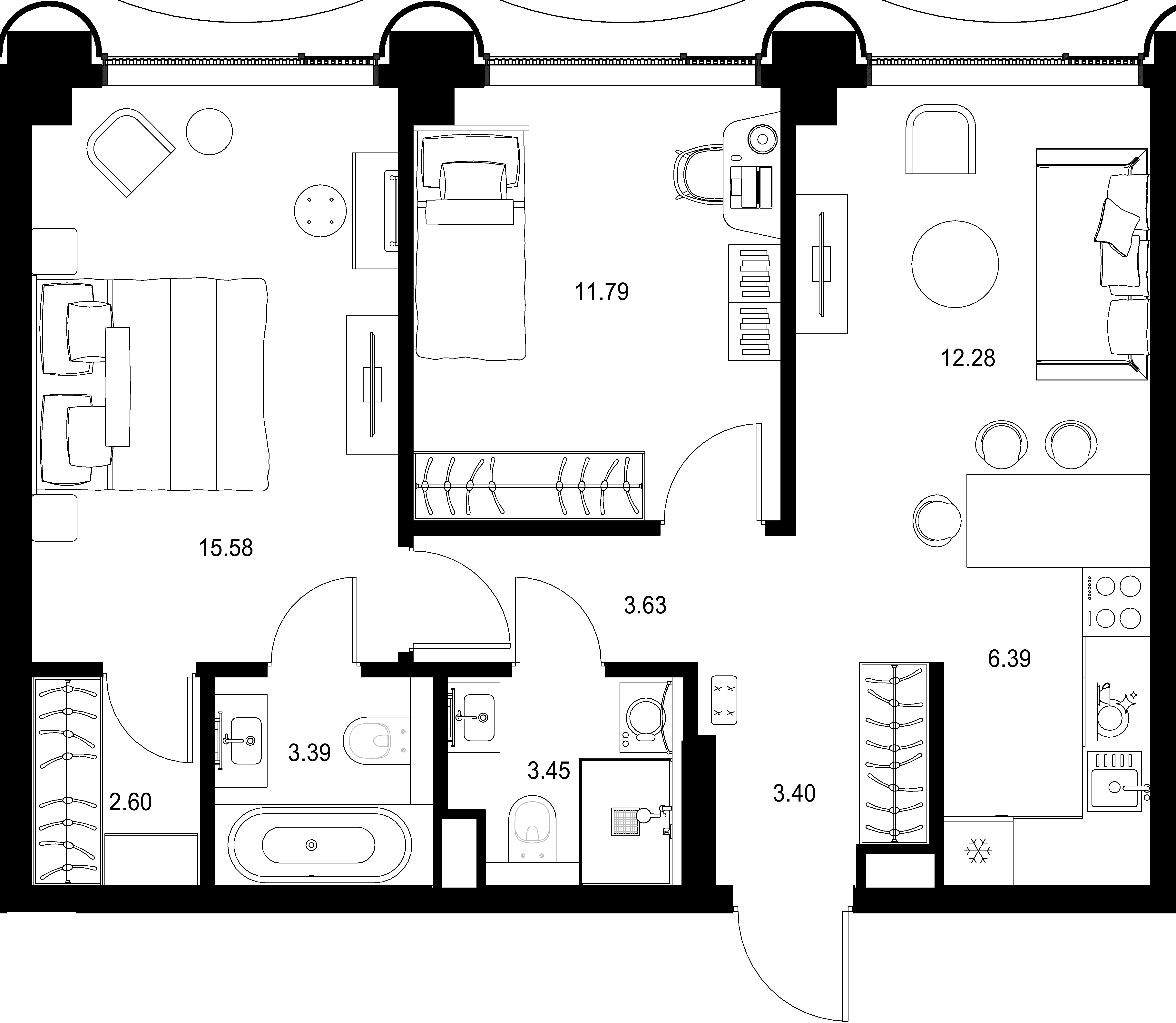 2-комнатная, 62,51 м² — 40 569 740 ₽