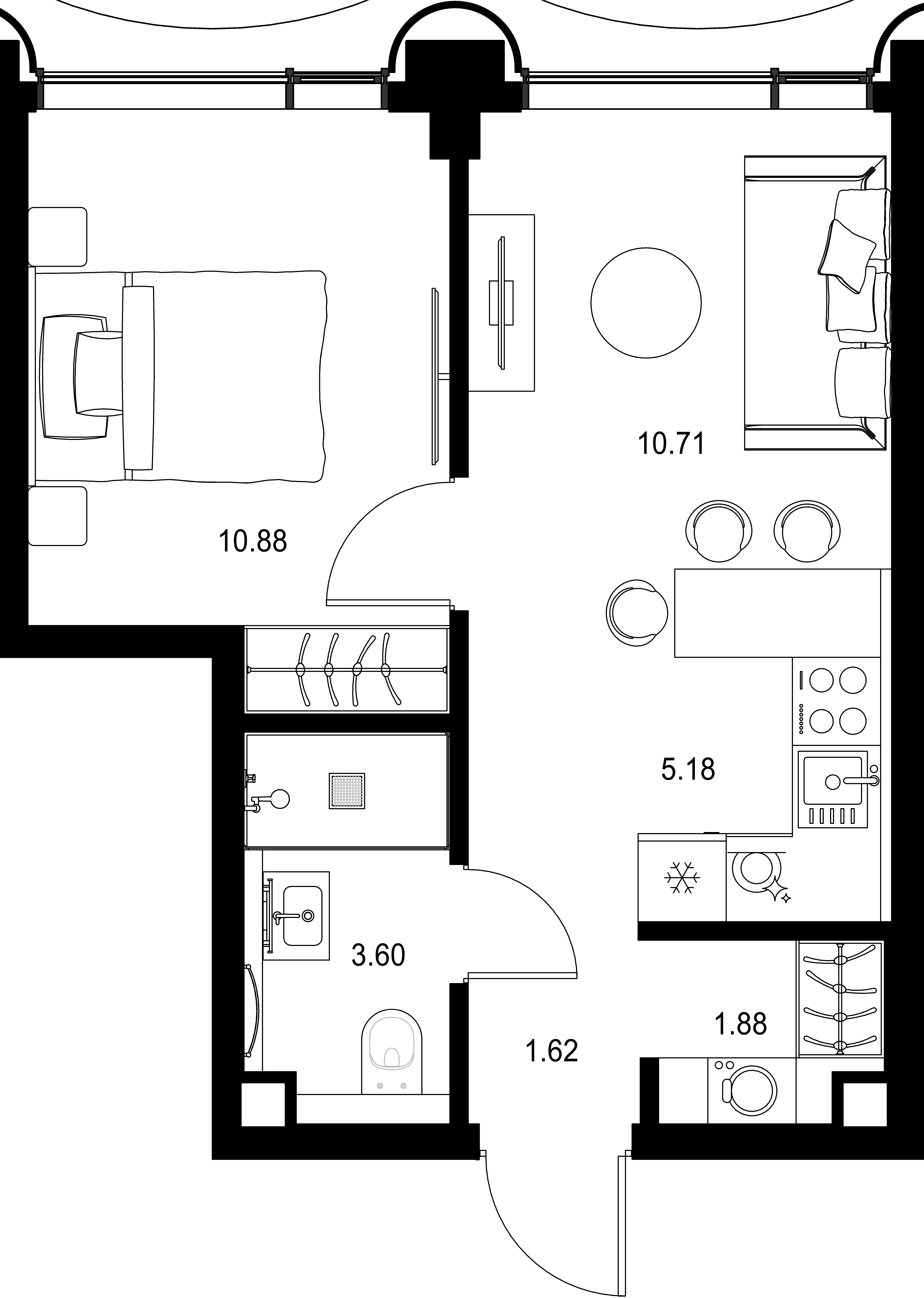 1-комнатная, 33,87 м² — 26 503 579 ₽
