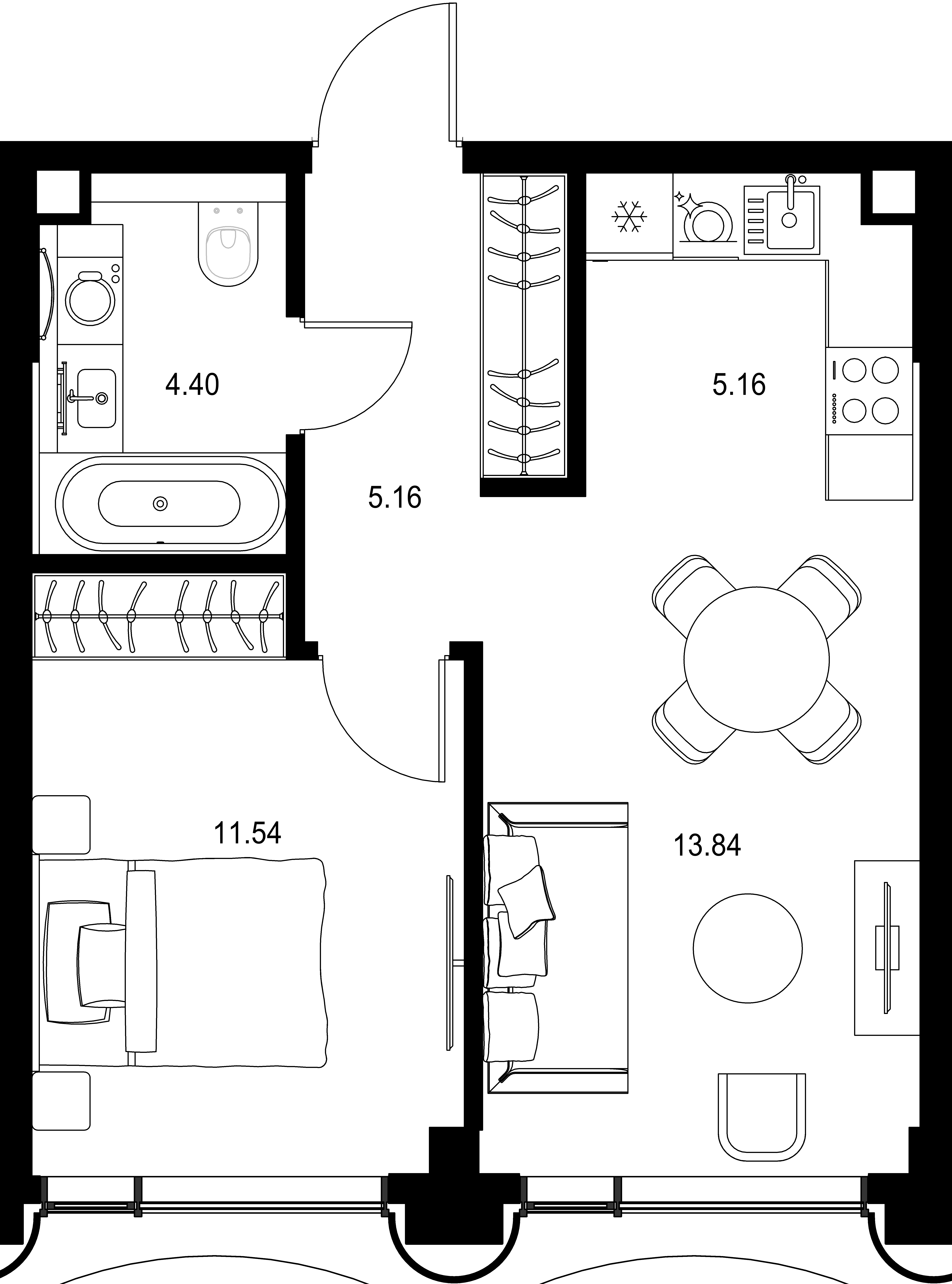 1-комнатная, 40,1 м² — 30 119 671 ₽