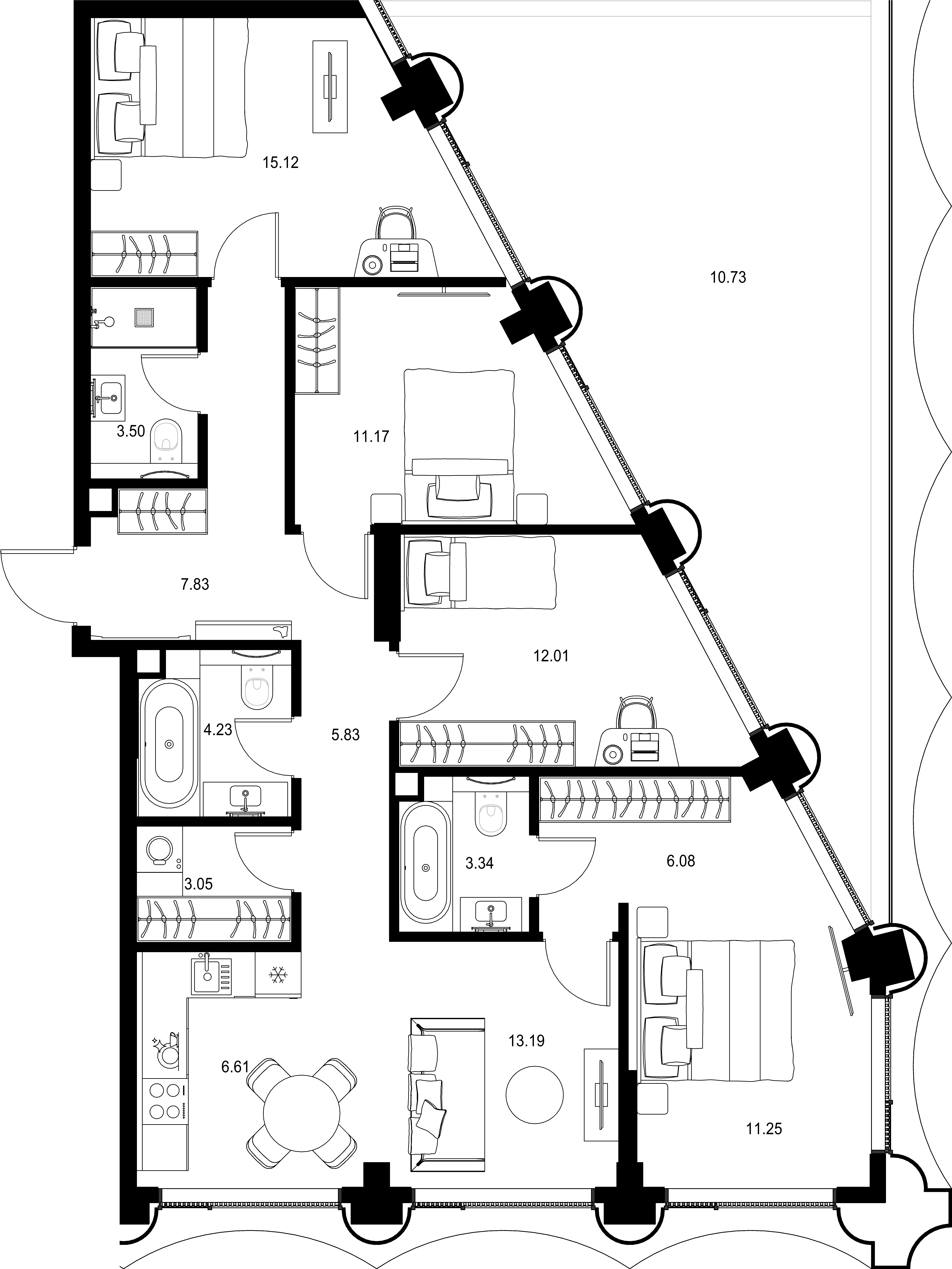 4-комнатная, 113,94 м² — 100 056 411 ₽
