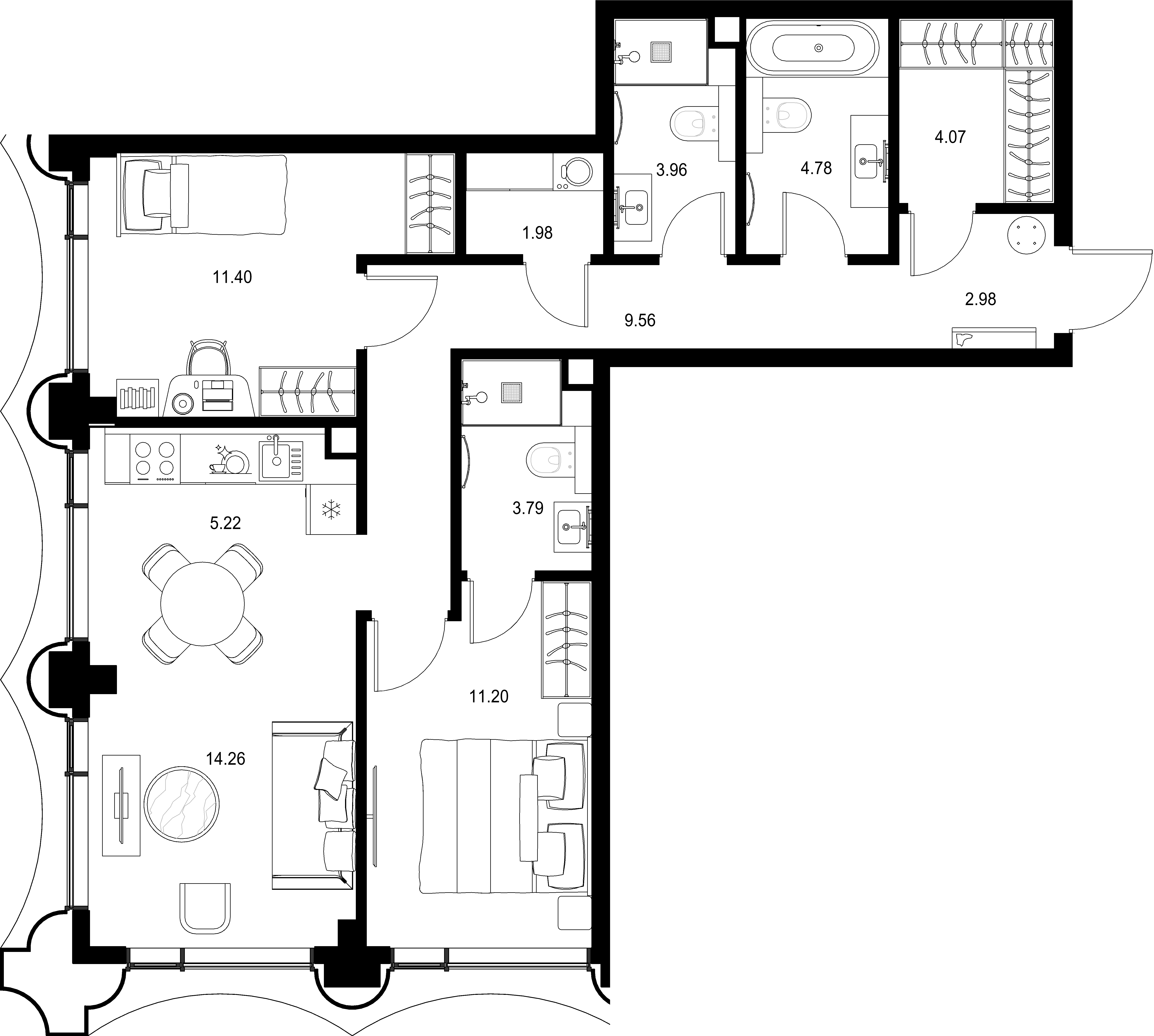 2-комнатная, 73,2 м² — 47 914 011 ₽