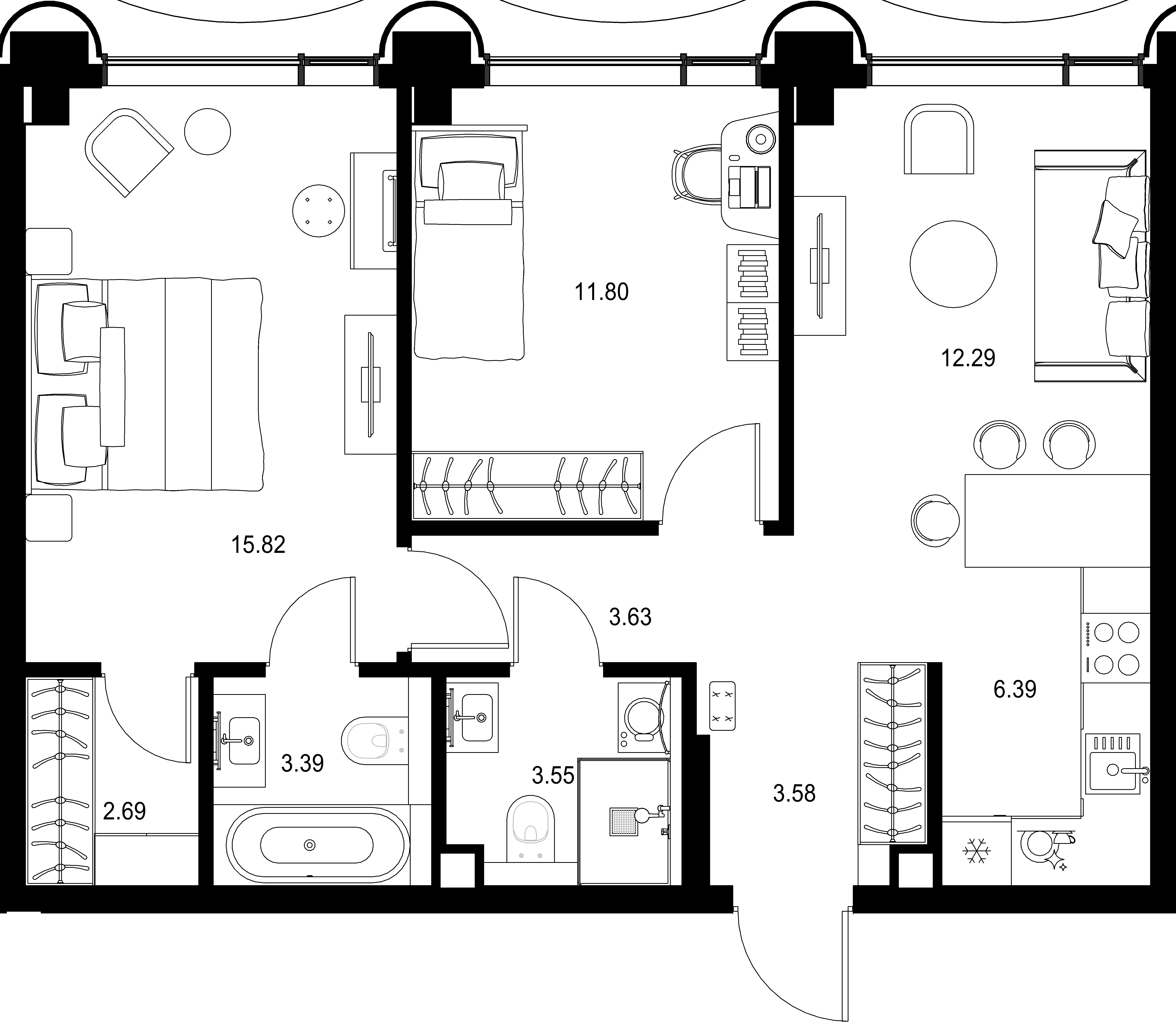 2-комнатная, 63,14 м² — 41 806 004 ₽