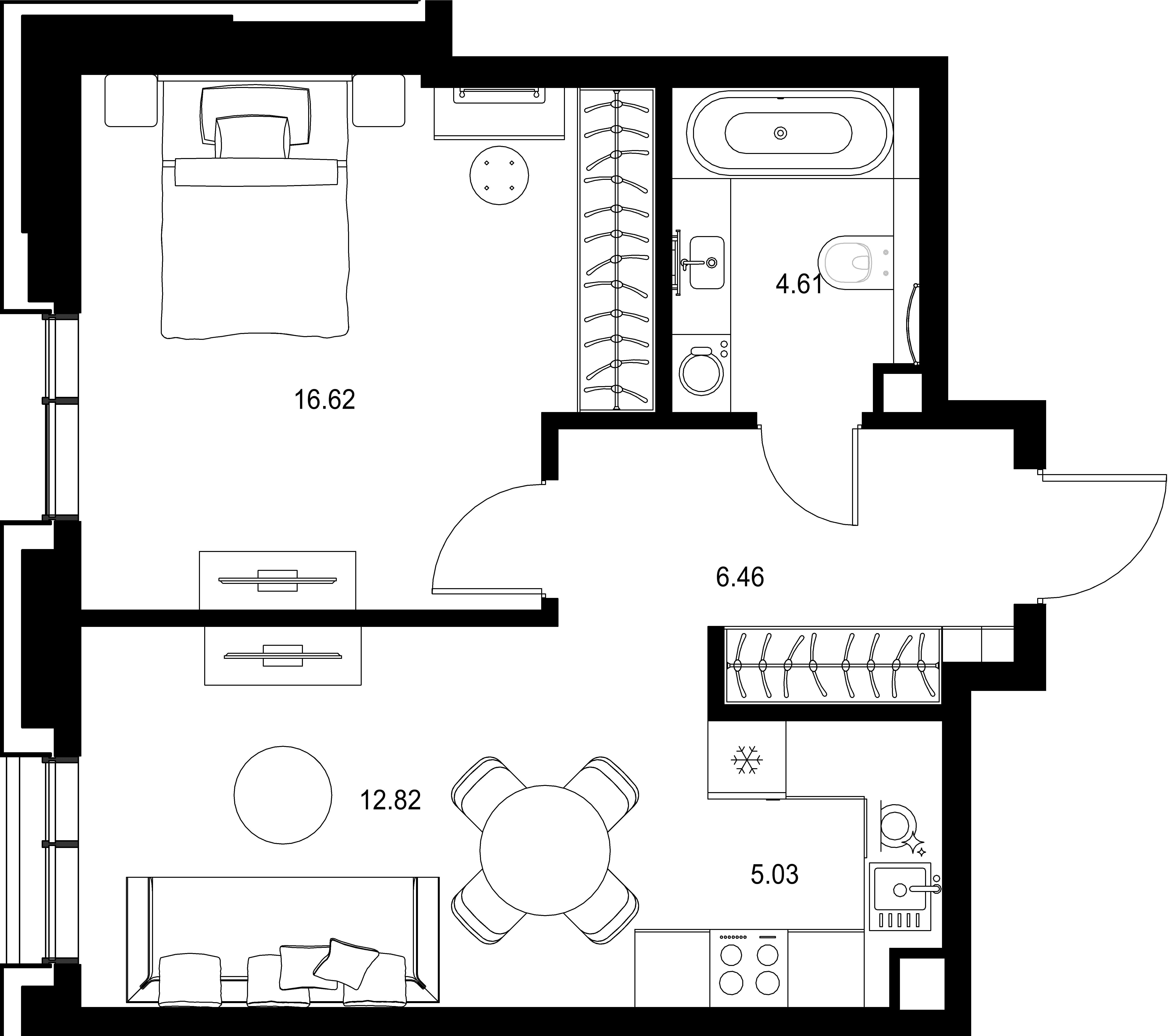 1-комнатная, 45,54 м² — 32 128 470 ₽