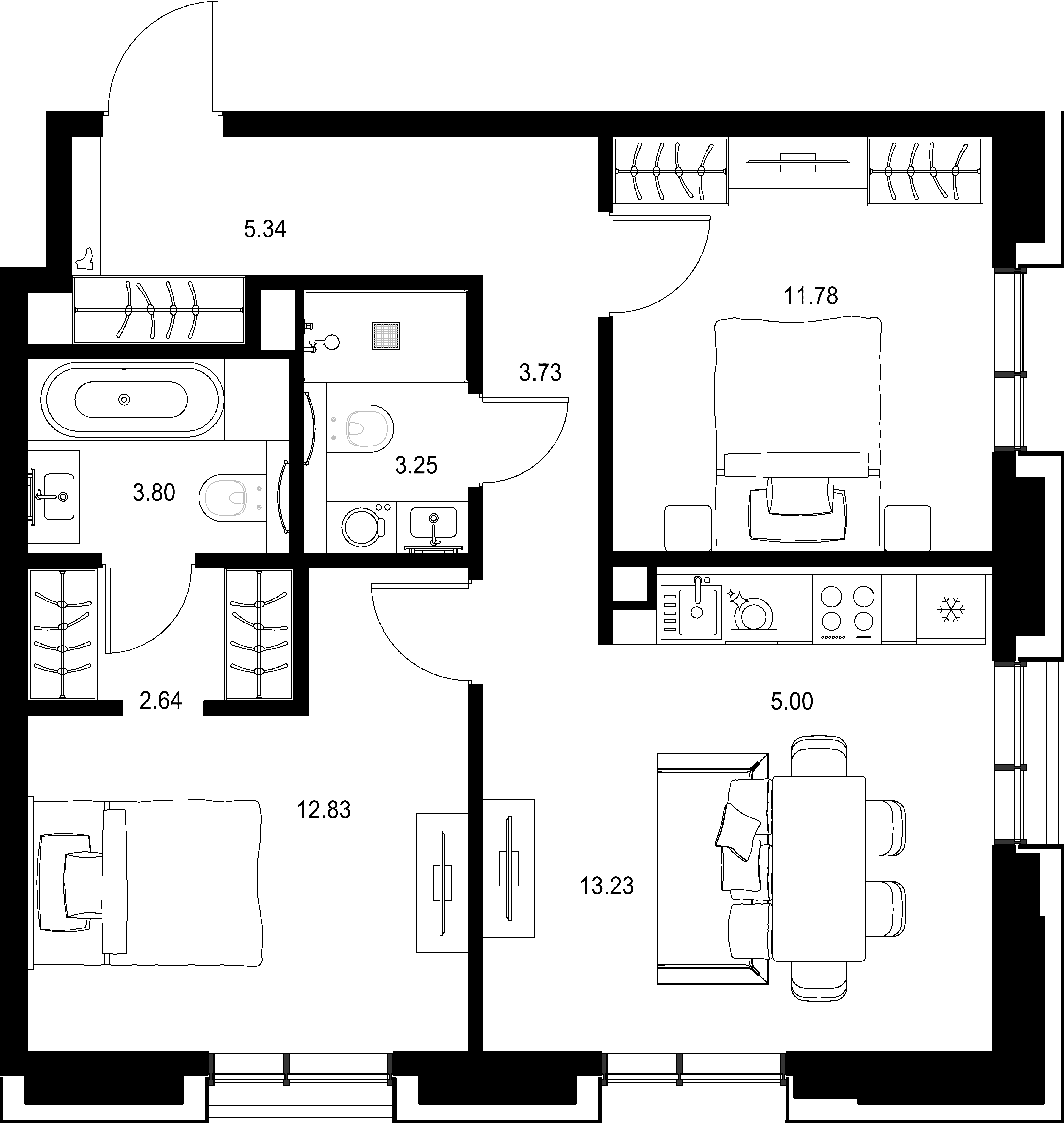 2-комнатная, 61,6 м² — 41 683 241 ₽