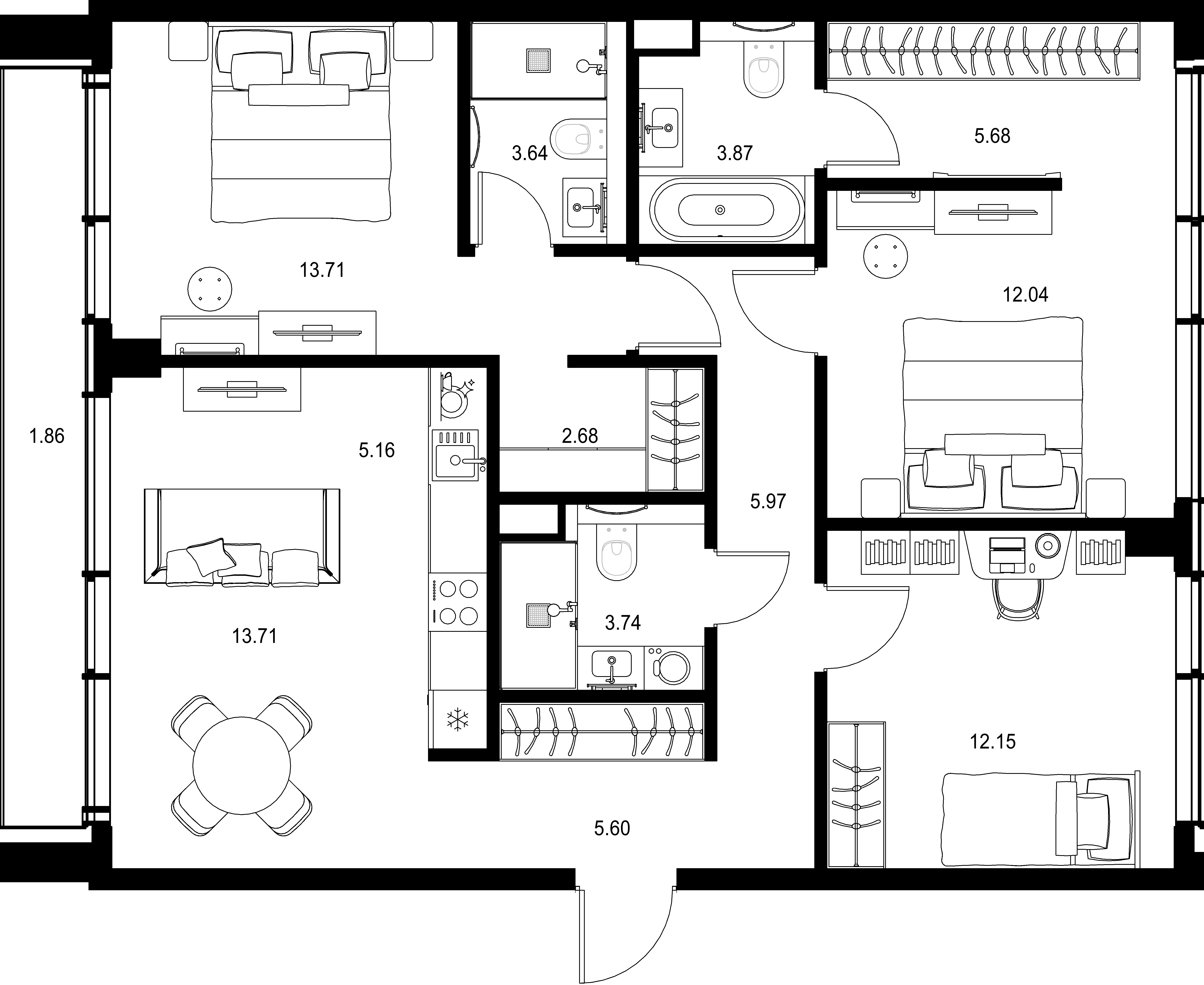3-комнатная, 89,81 м² — 61 254 461 ₽