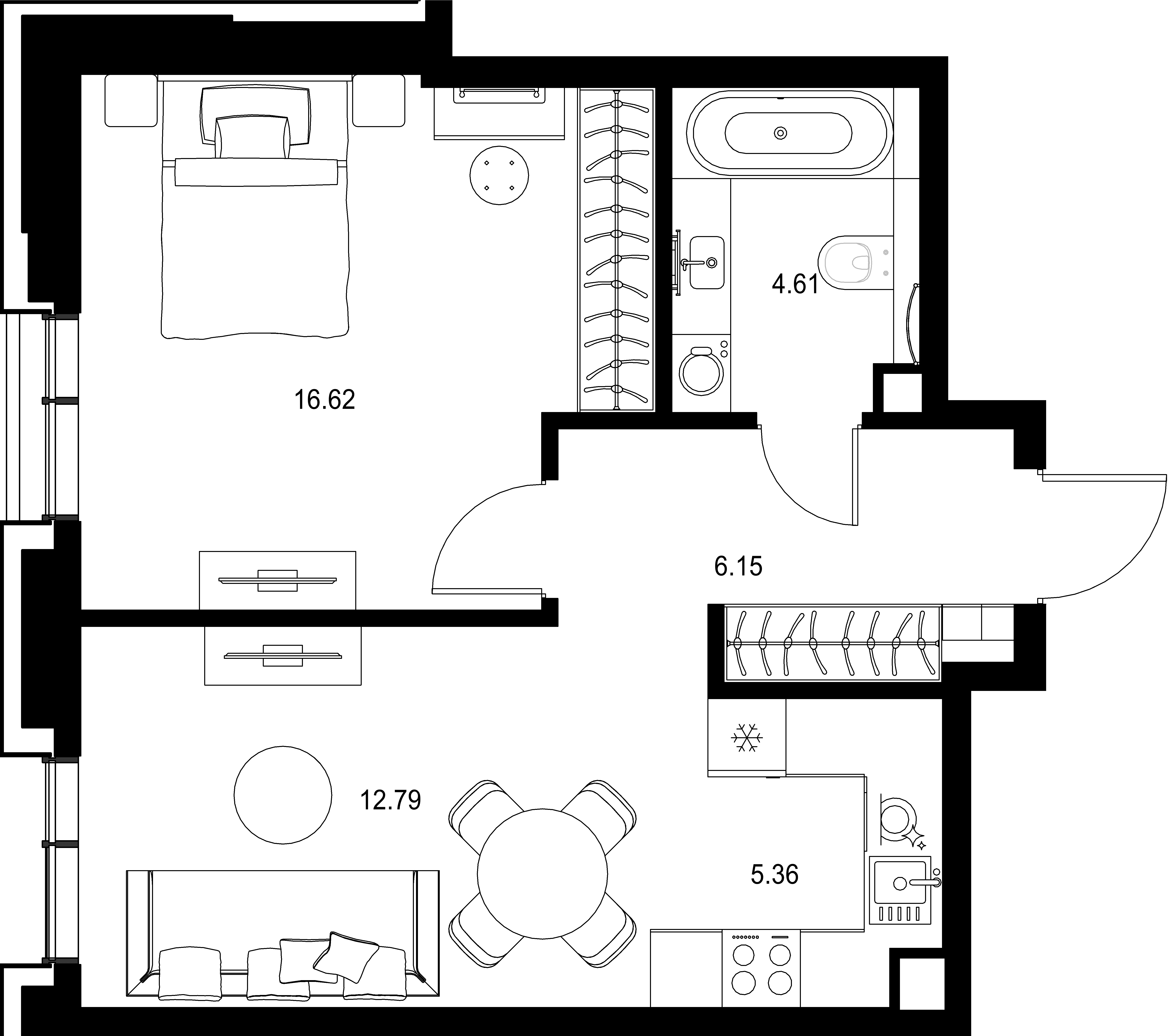 1-комнатная, 45,53 м² — 31 633 788 ₽