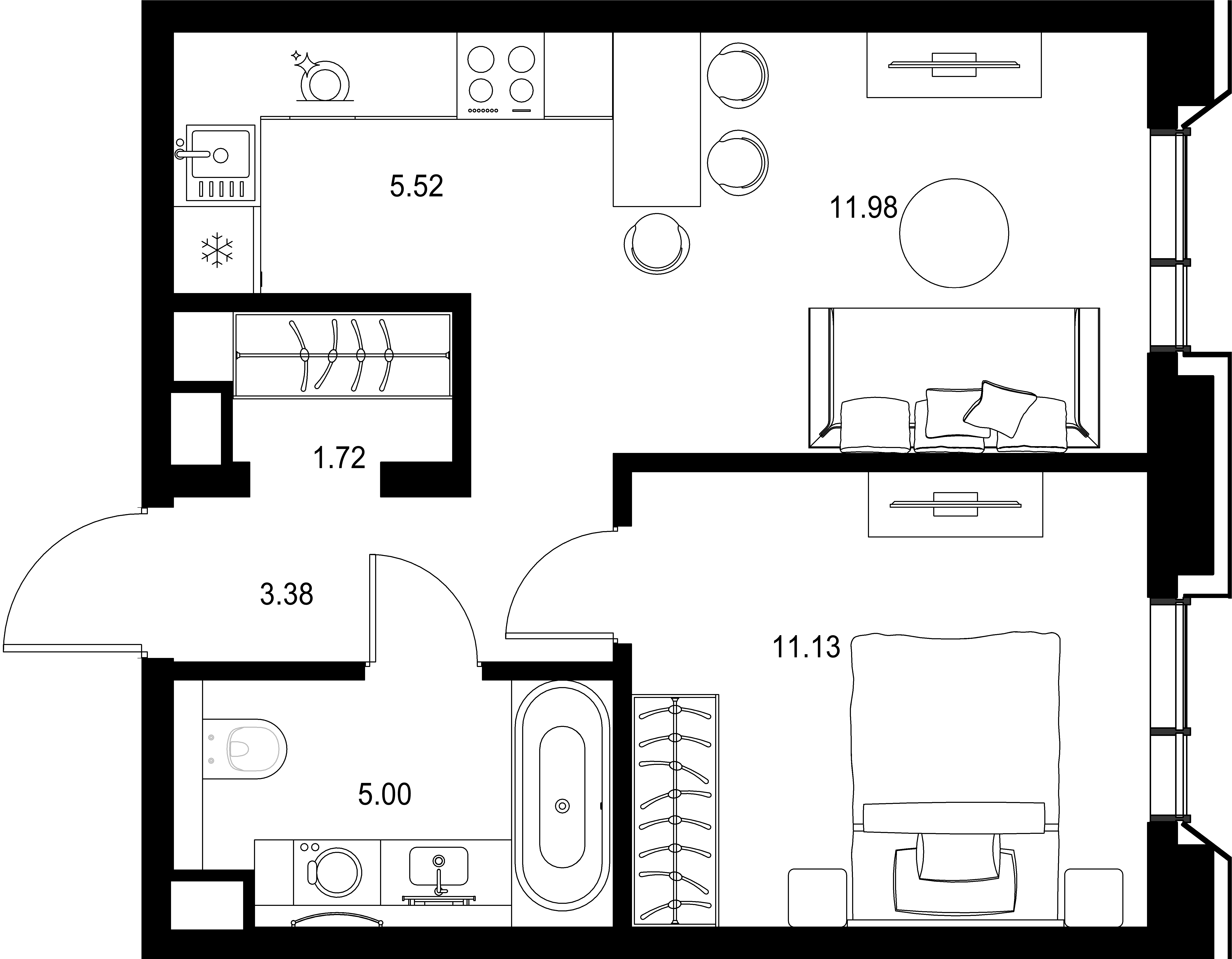 1-комнатная, 38,73 м² — 29 263 342 ₽
