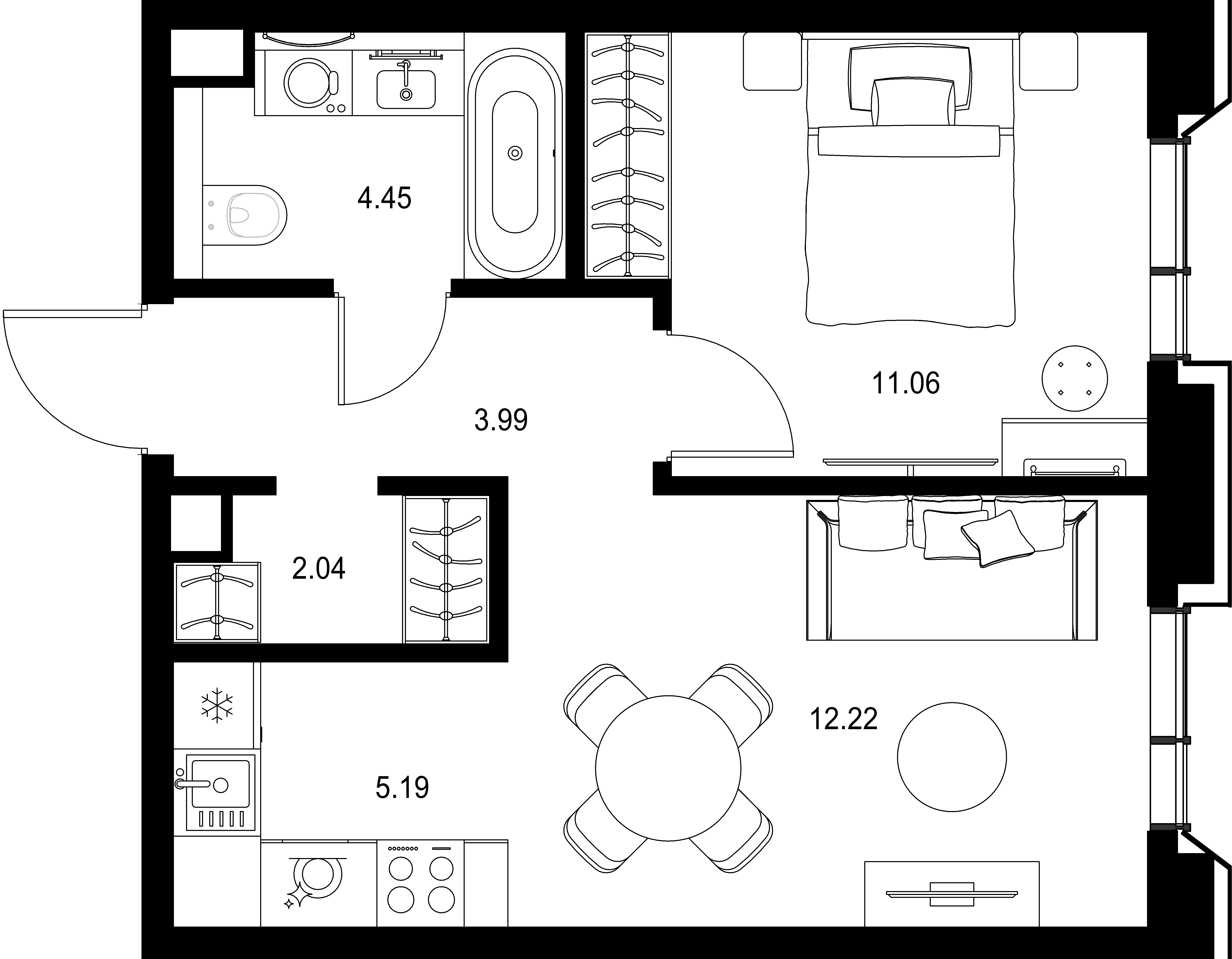 1-комнатная, 38,95 м² — 27 707 666 ₽