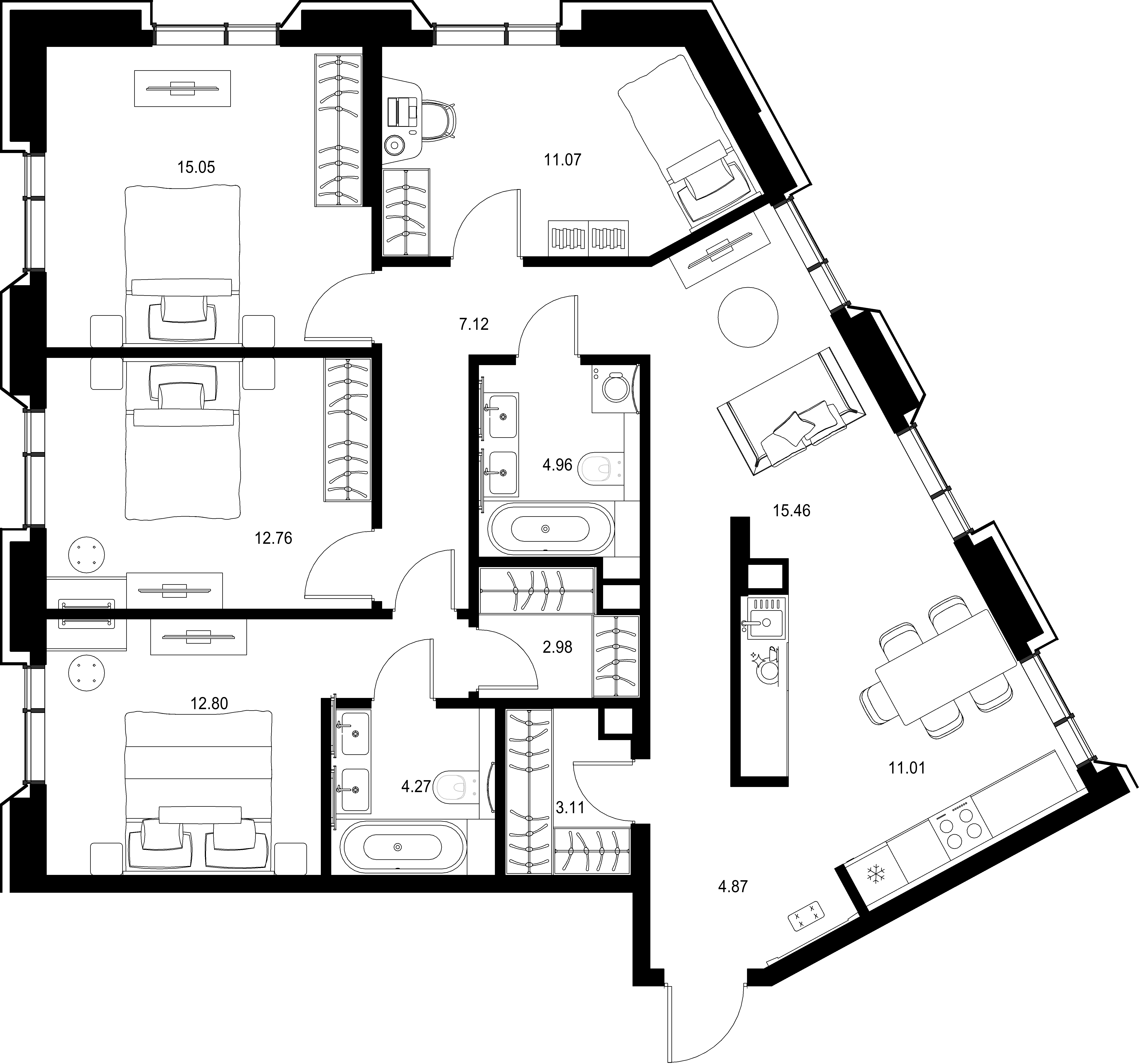 4-комнатная, 105,46 м² — 71 717 334 ₽
