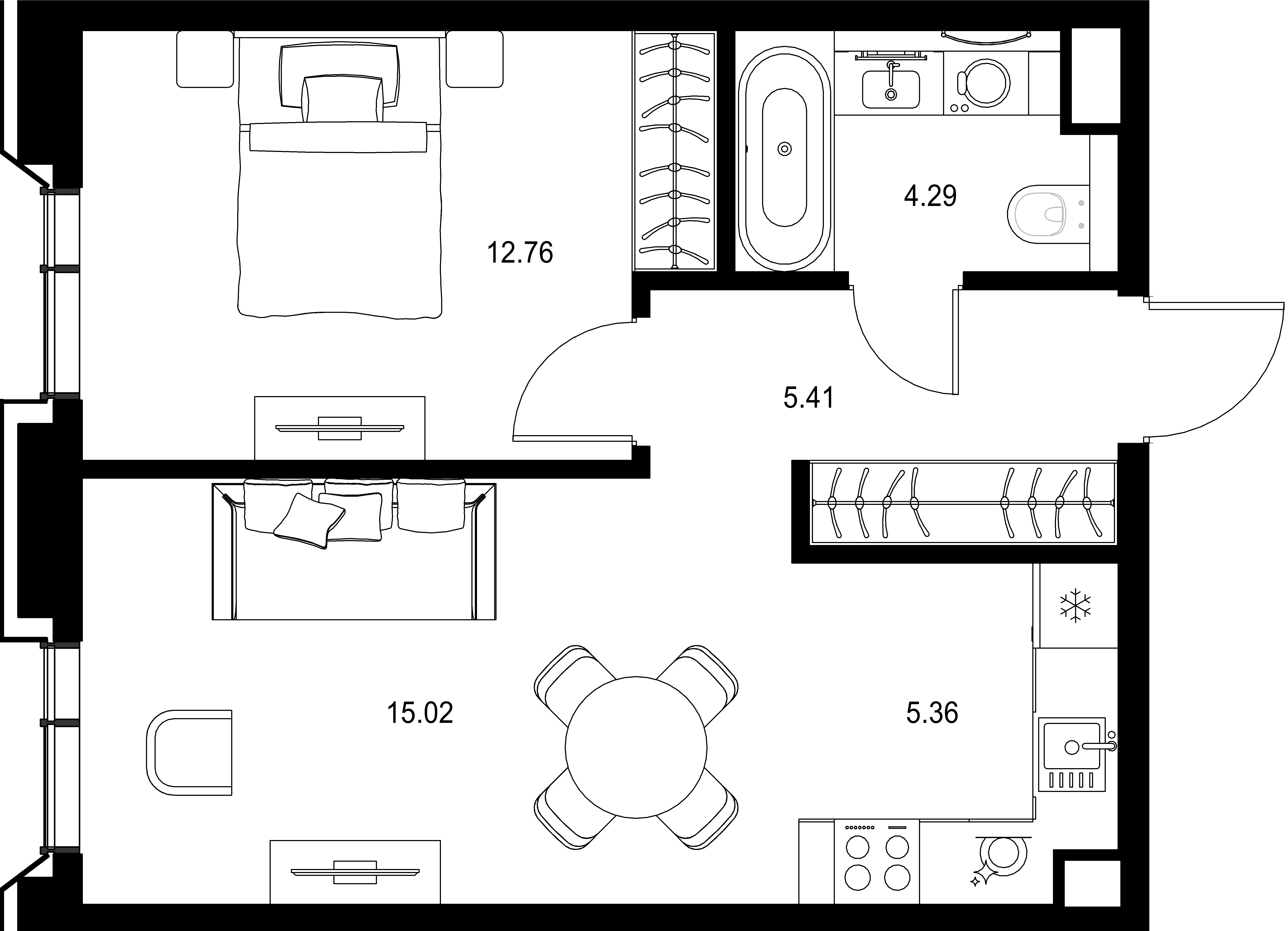 1-комнатная, 42,84 м² — 33 113 349 ₽