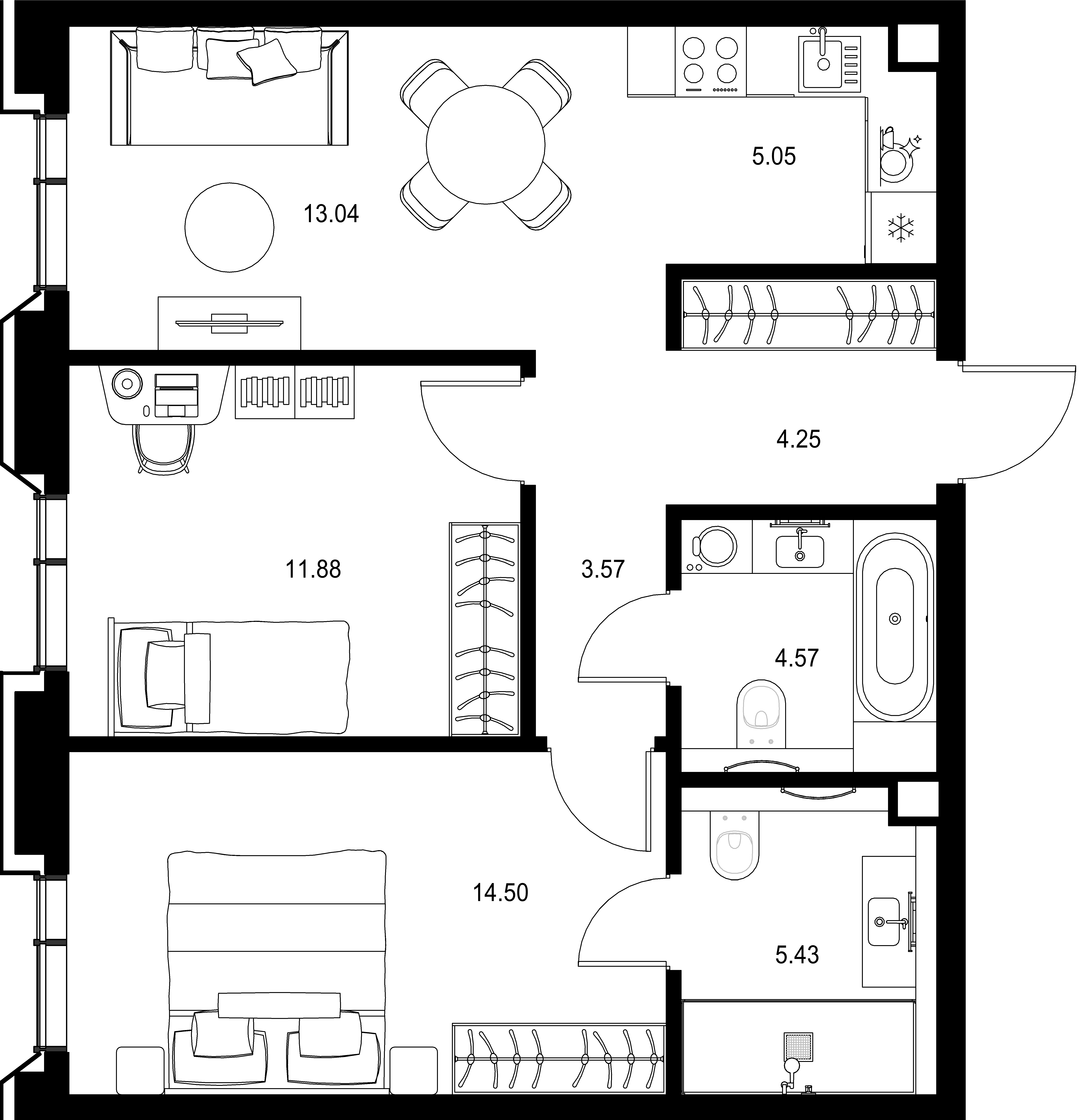 2-комнатная, 62,29 м² — 44 247 452 ₽
