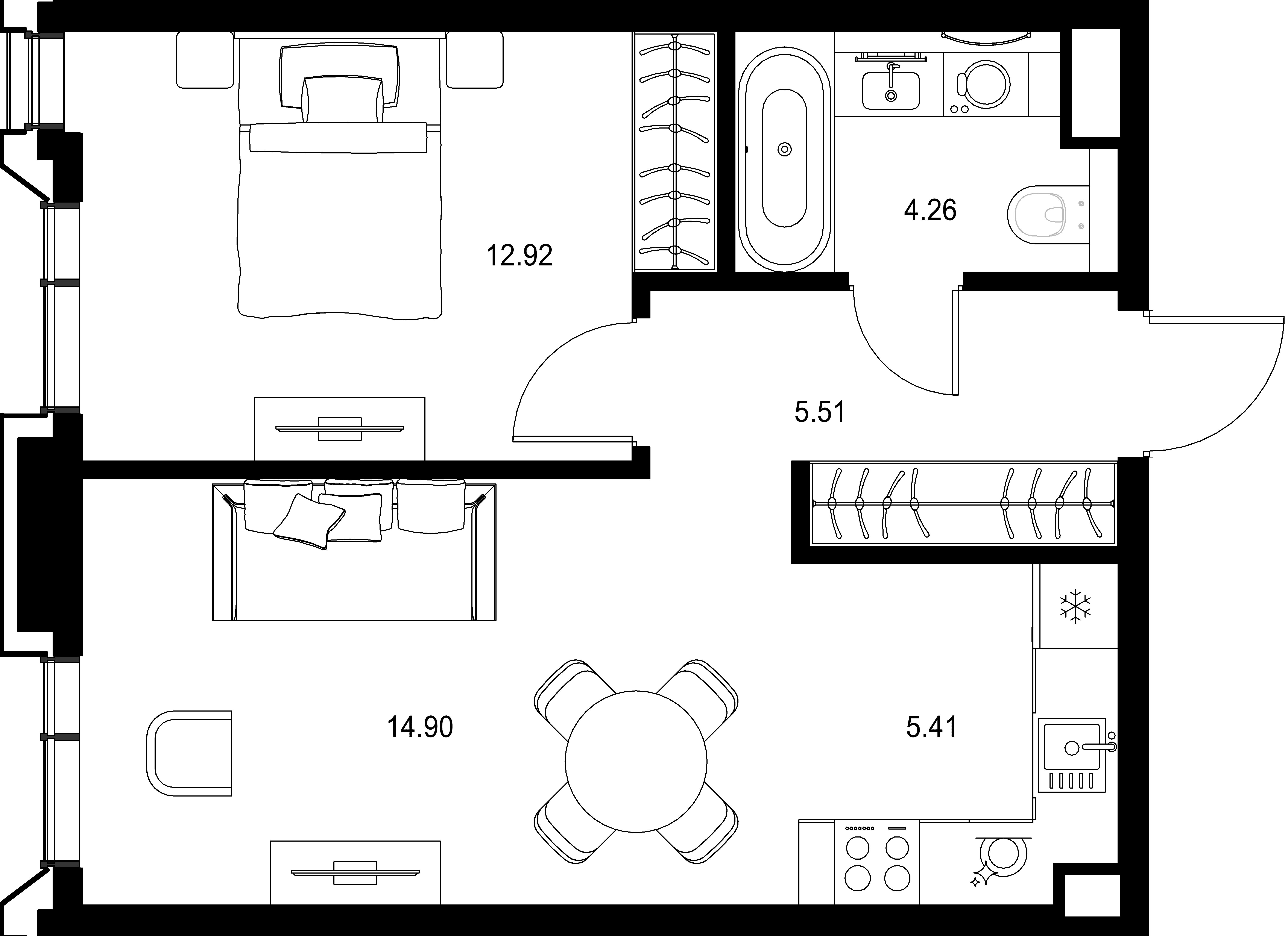 1-комнатная, 43 м² — 31 619 405 ₽