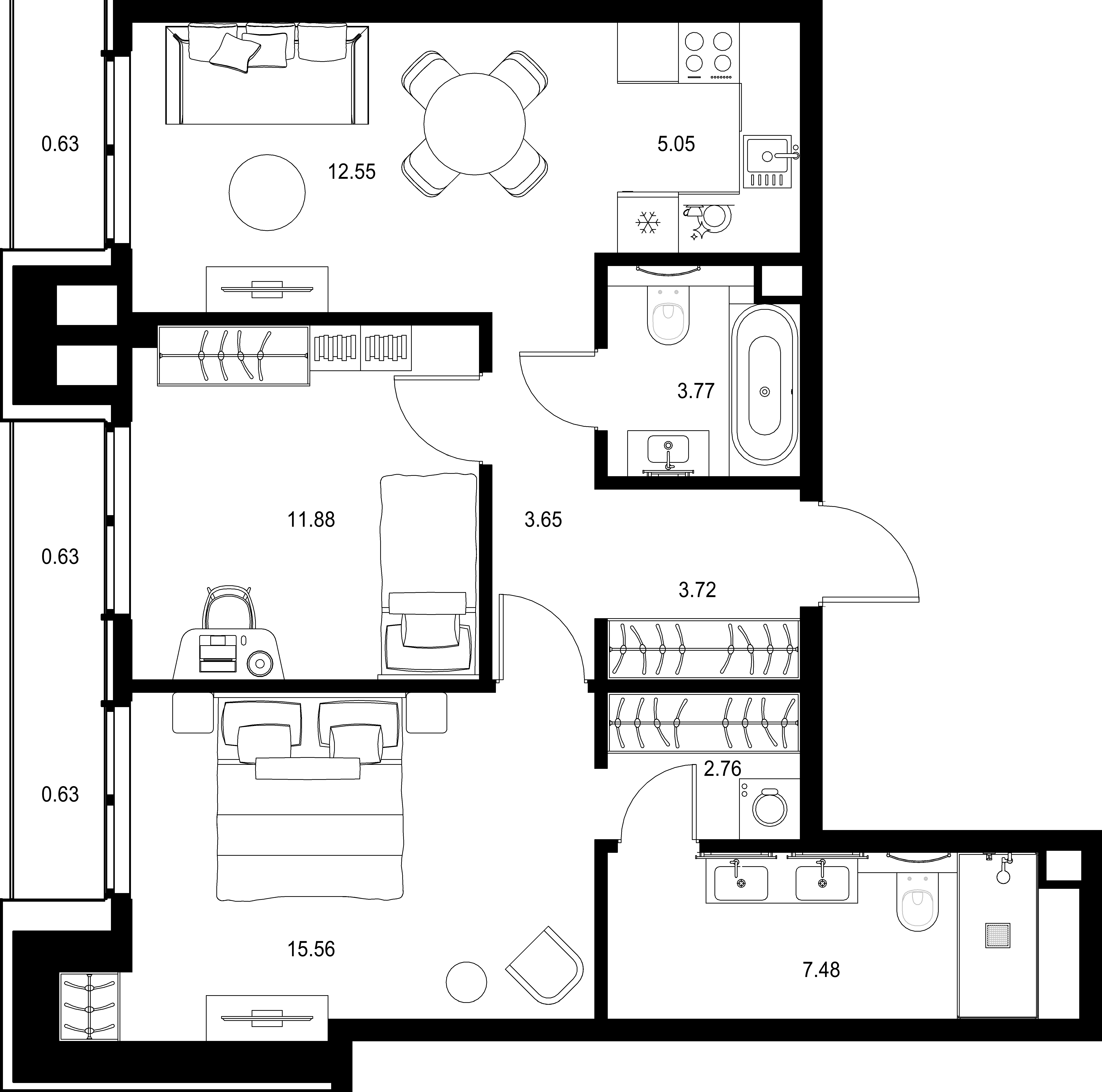 2-комнатная, 68,31 м² — 56 722 916 ₽